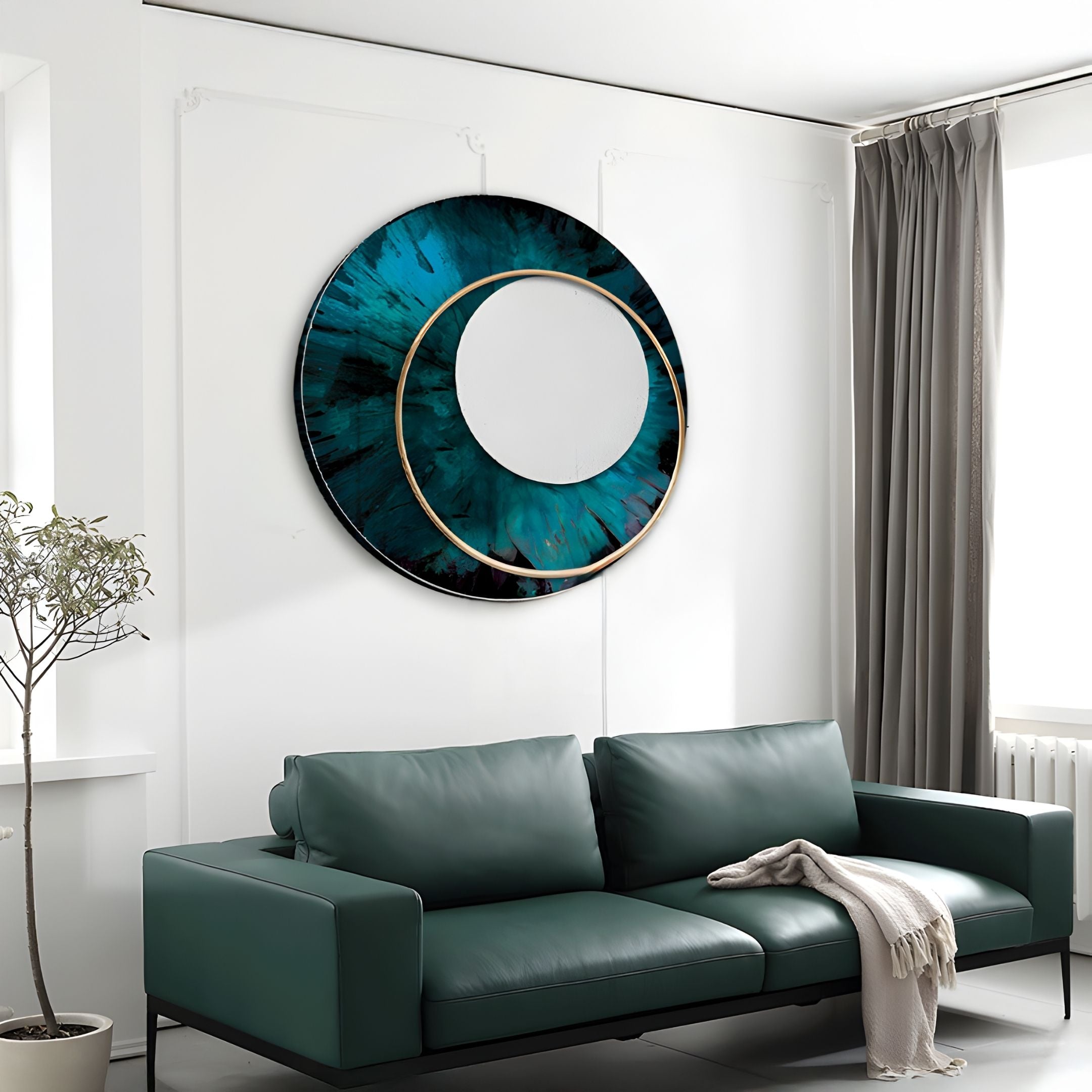 Solara Emerald White Disc & Metal Ring 3D Wall Art