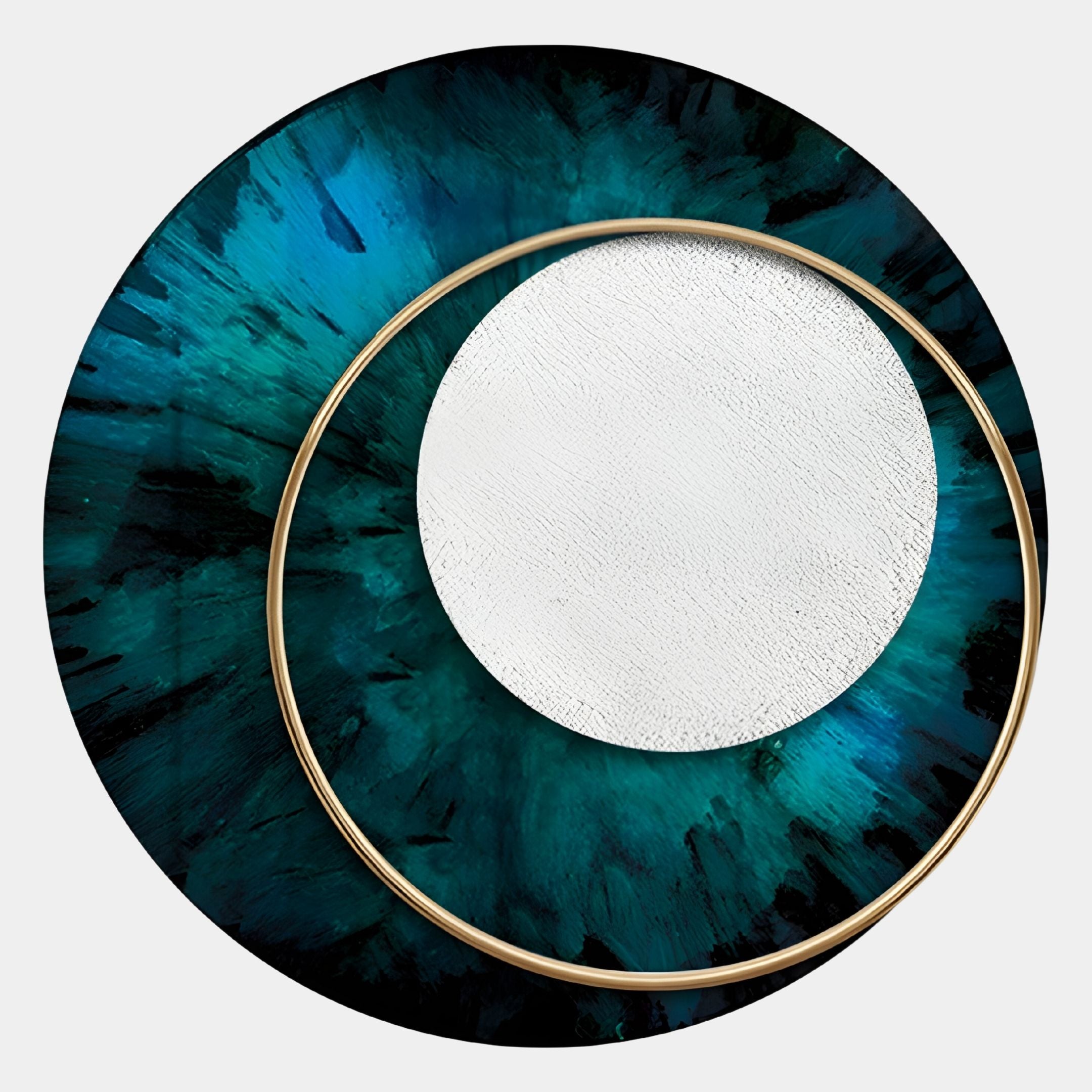 Solara Emerald White Disc & Metal Ring 3D Wall Art