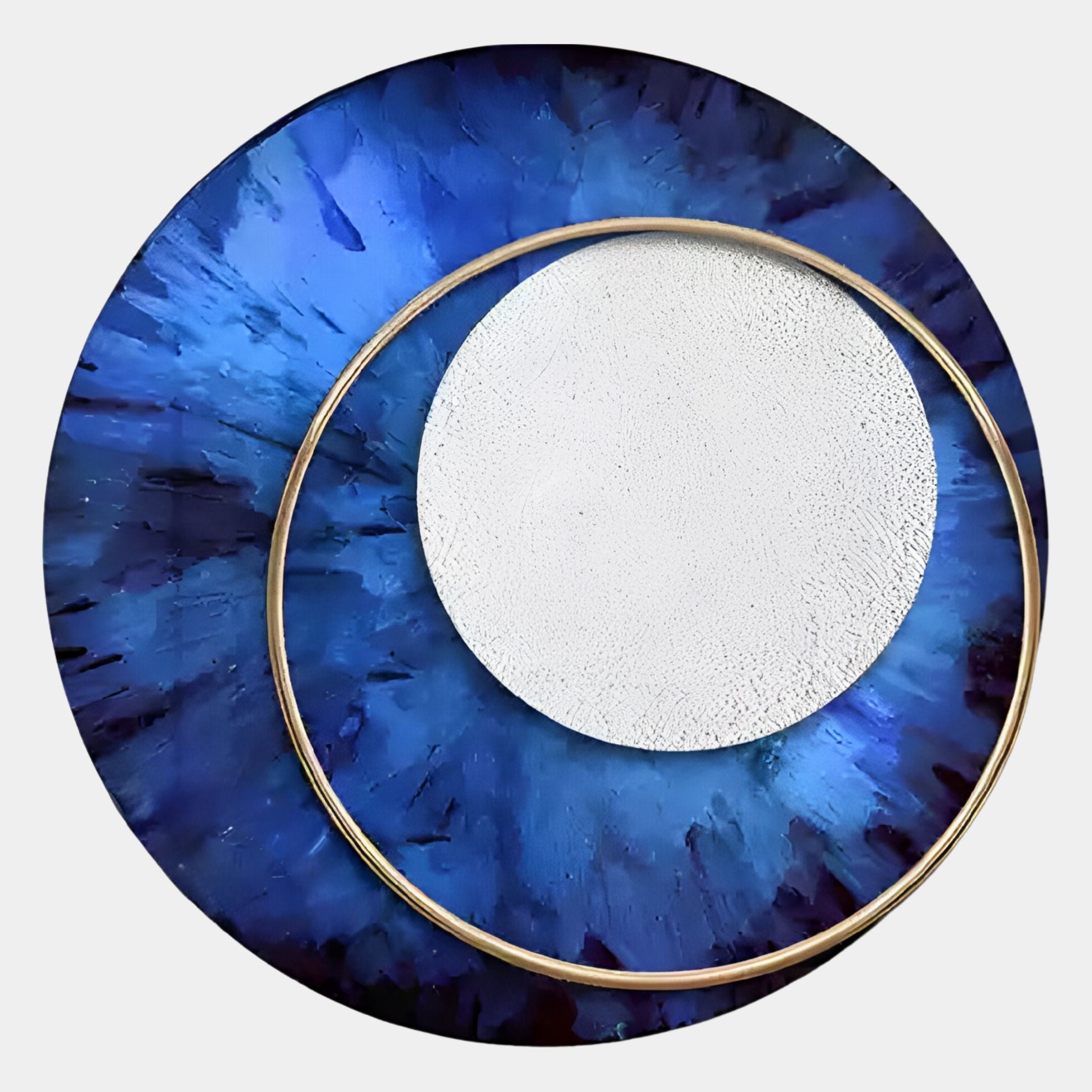 Solara Cobalt Blue White Disc & Metal Ring 3D Wall Art