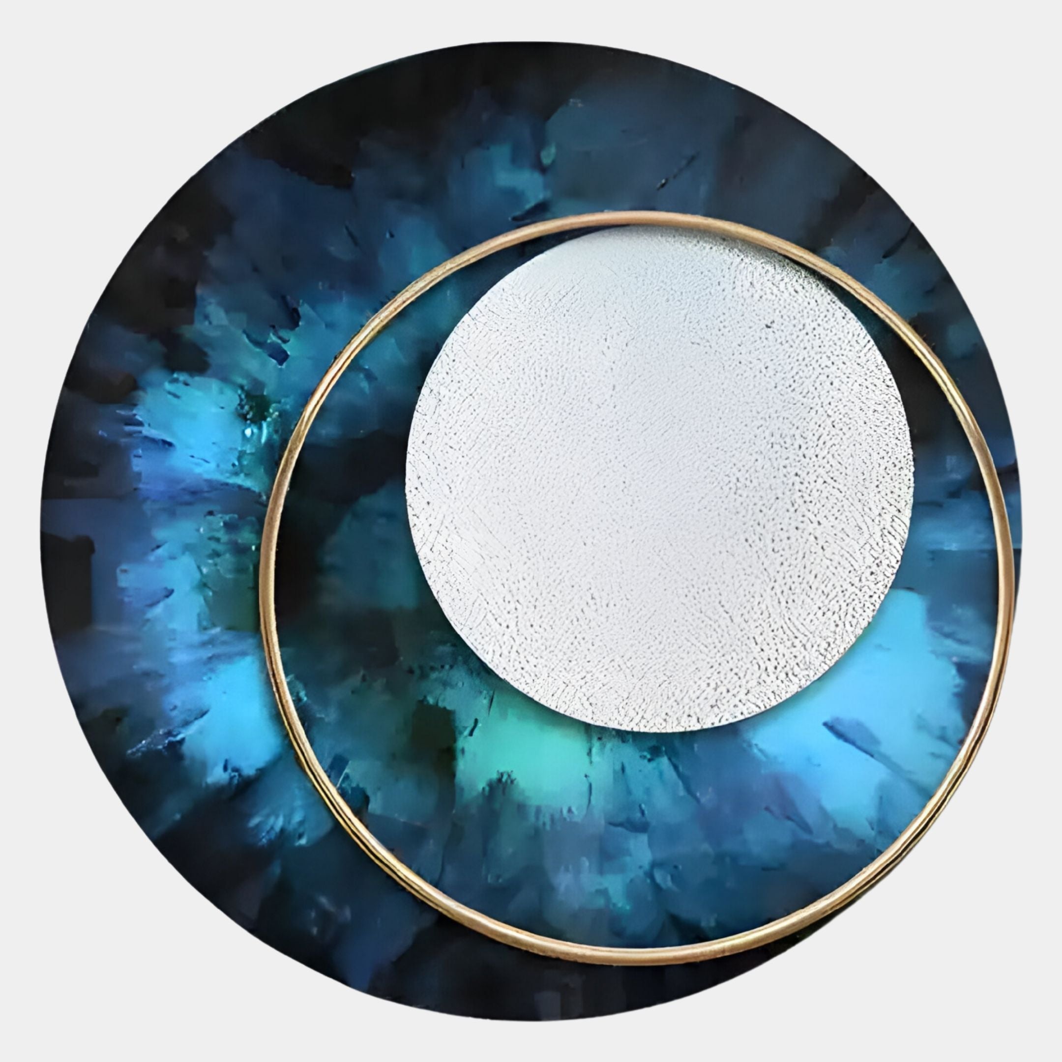 Solara Sapphire White Disc & Metal Ring 3D Wall Art