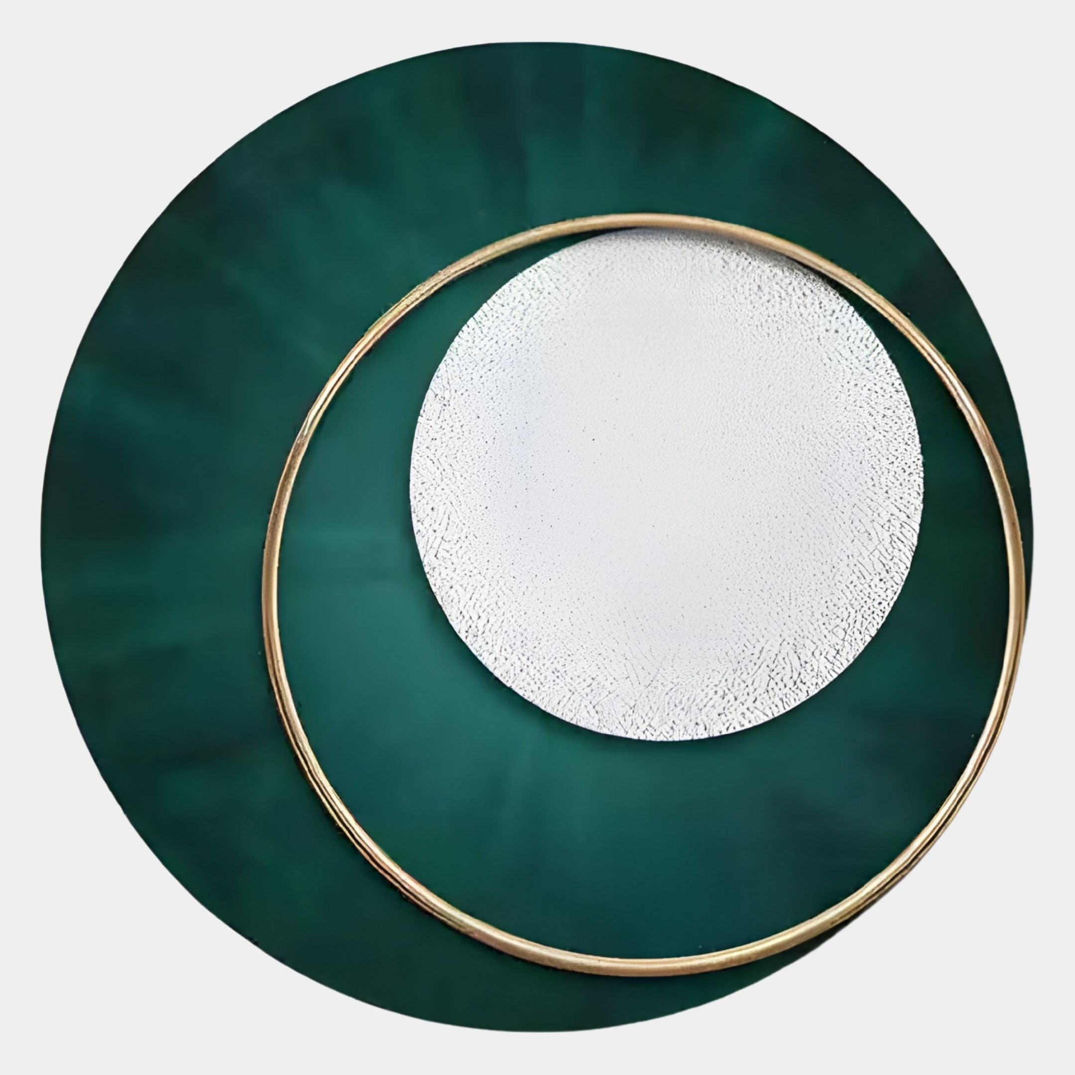 Solara Deep Teal White Disc & Metal Ring 3D Wall Art