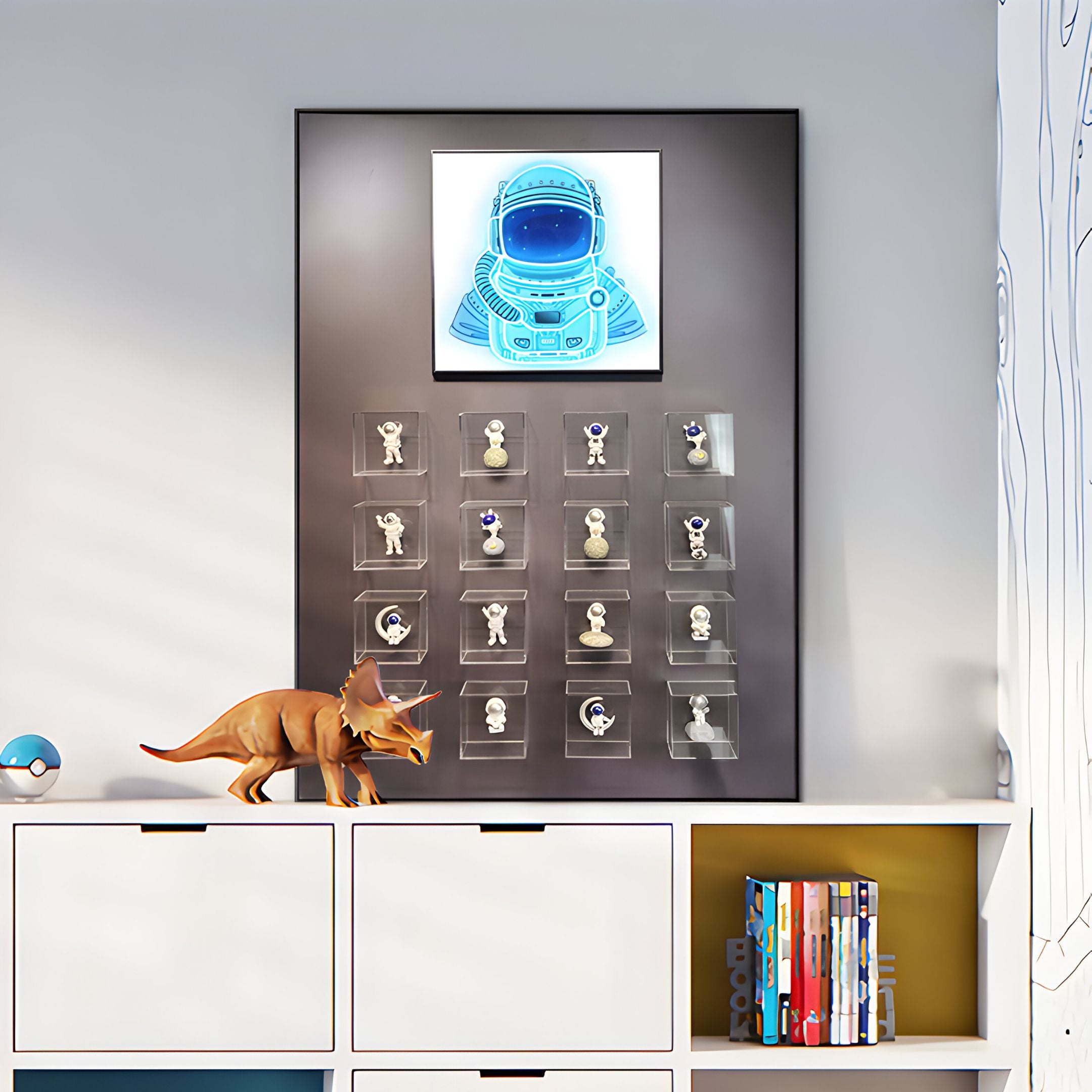 Iconivault Astronaut Display With Neon Space Helmet 3D Wall Art