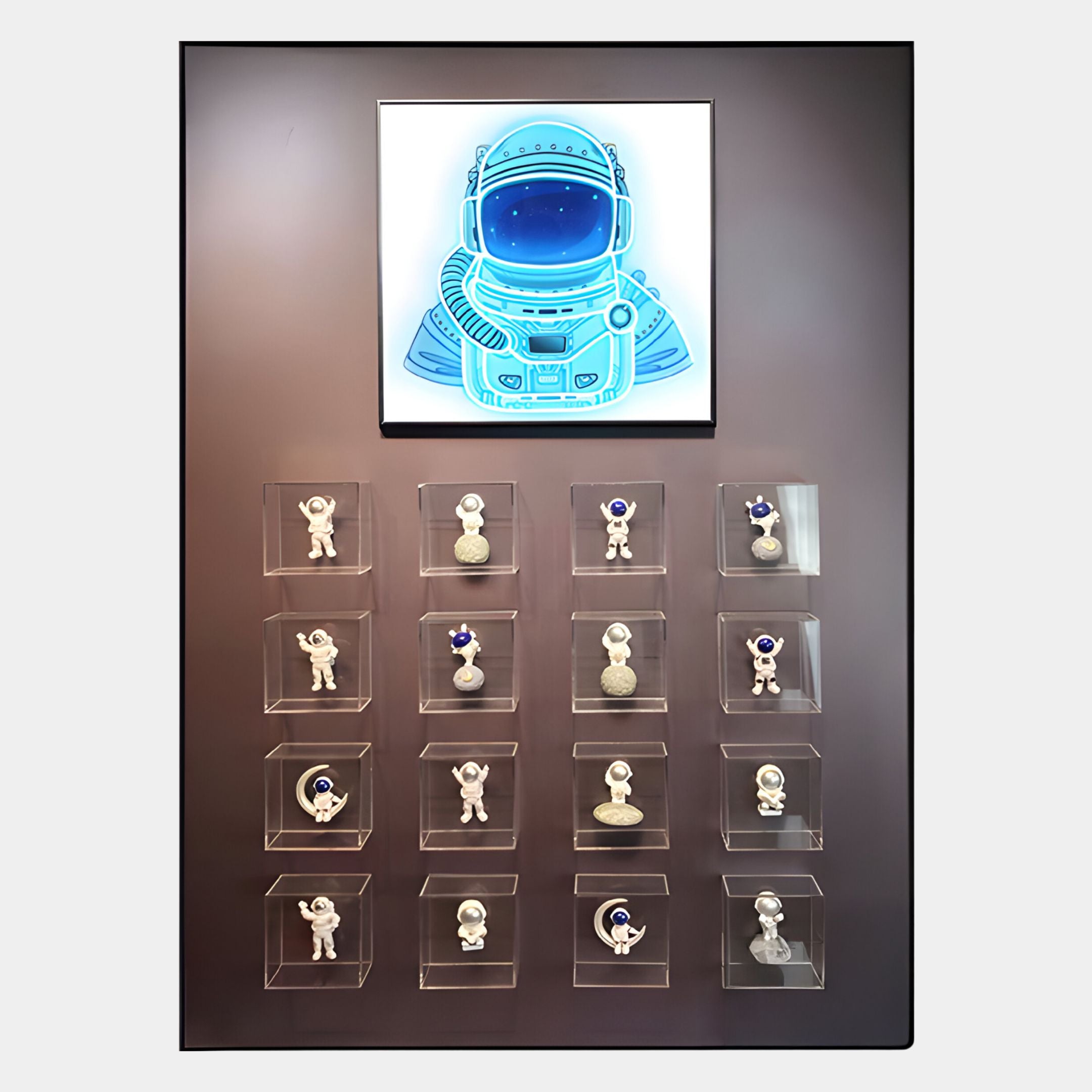 Iconivault Astronaut Display With Neon Space Helmet 3D Wall Art