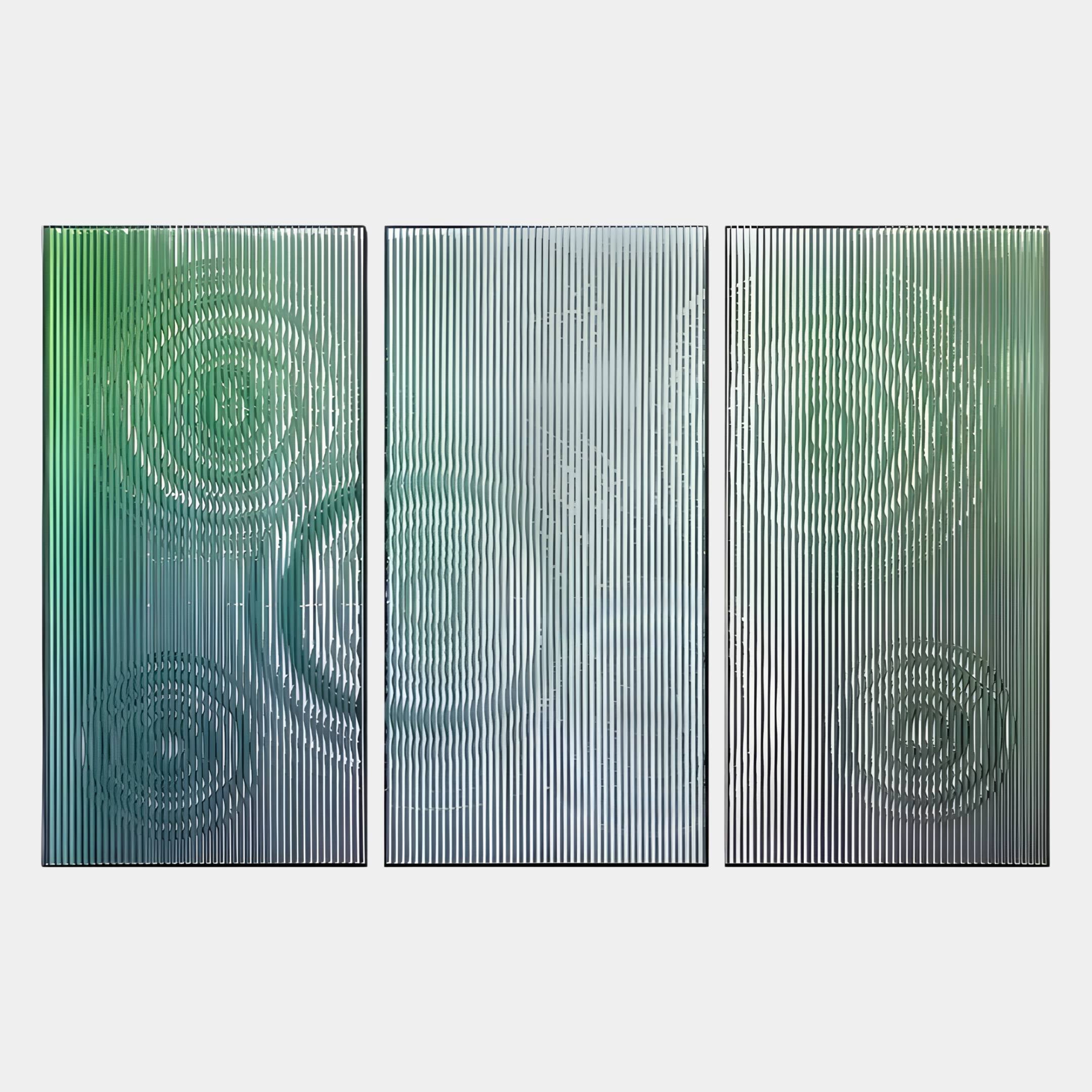 Cirquora Green Gradient Ripple Triptych Acrylic 3D Wall Art