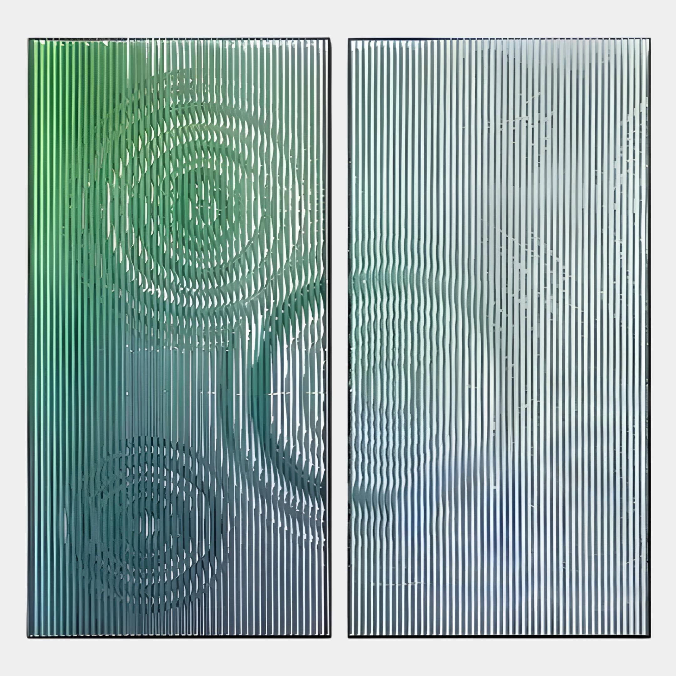 Cirquora Green I Gradient Ripple Diptych Acrylic 3D Wall Art