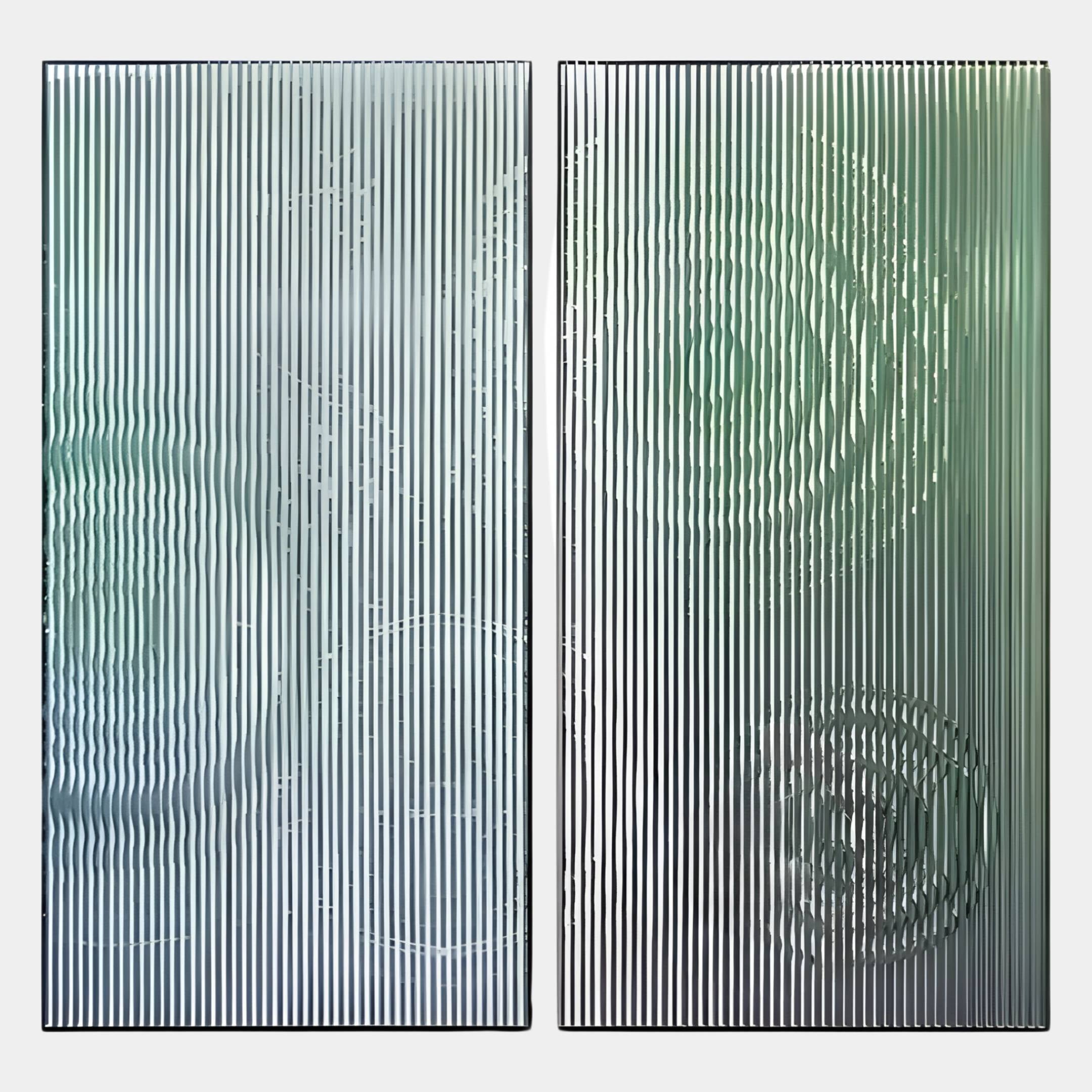 Cirquora Green II Gradient Ripple Diptych Acrylic 3D Wall Art