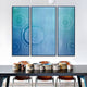 Cirquora Blue Gradient Ripple Triptych Acrylic 3D Wall Art