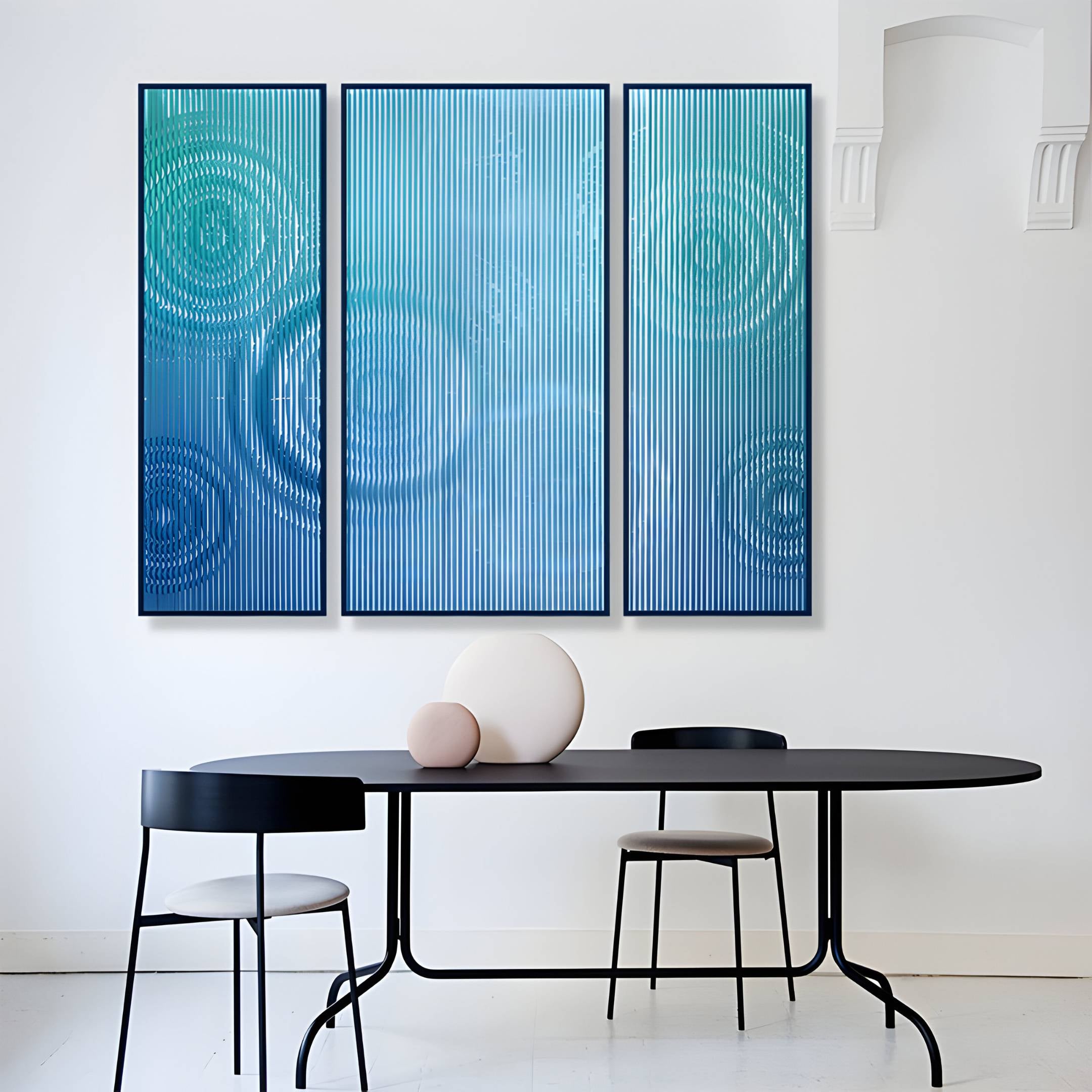 Cirquora Blue Gradient Ripple Triptych Acrylic 3D Wall Art