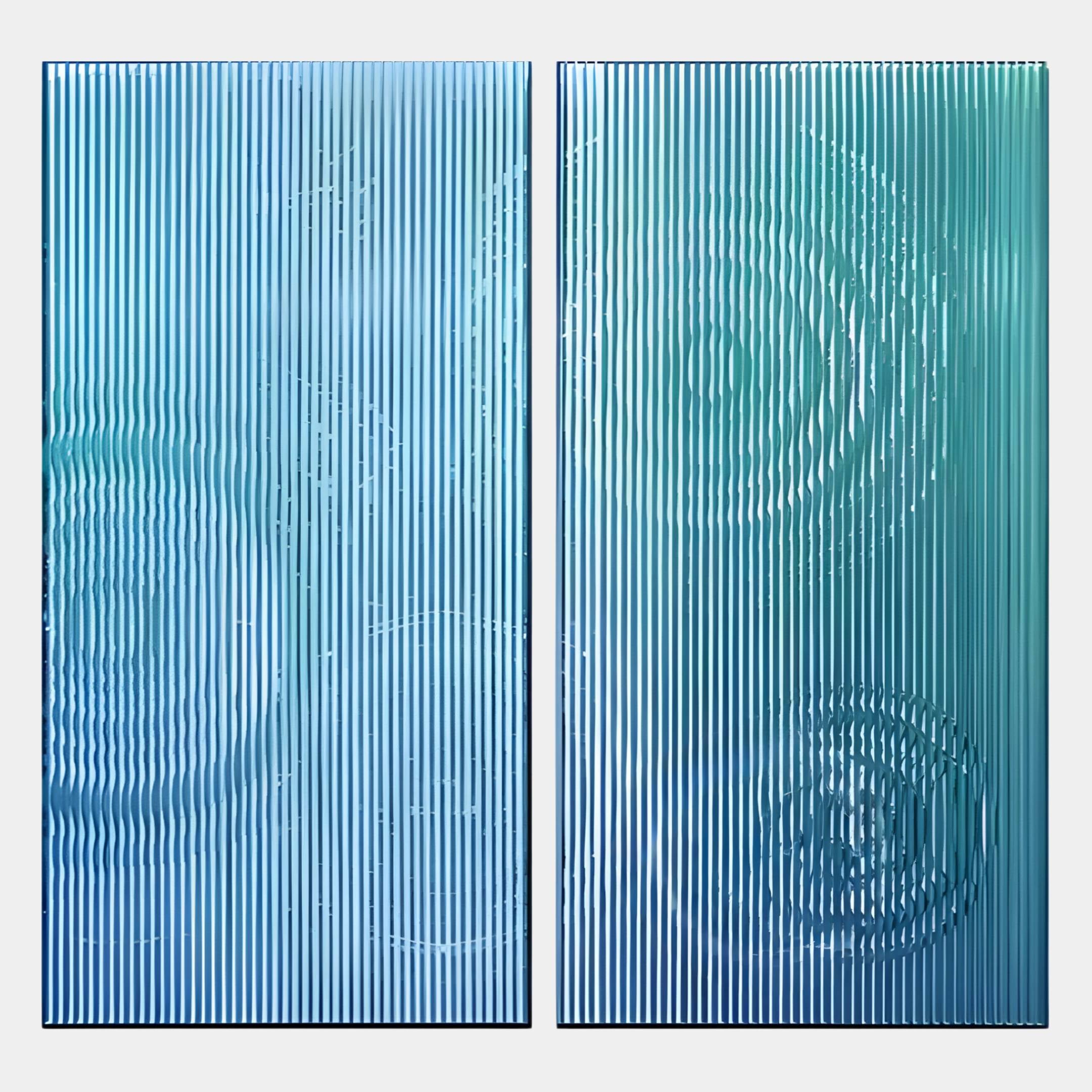Cirquora Blue II Gradient Ripple Diptych Acrylic 3D Wall Art