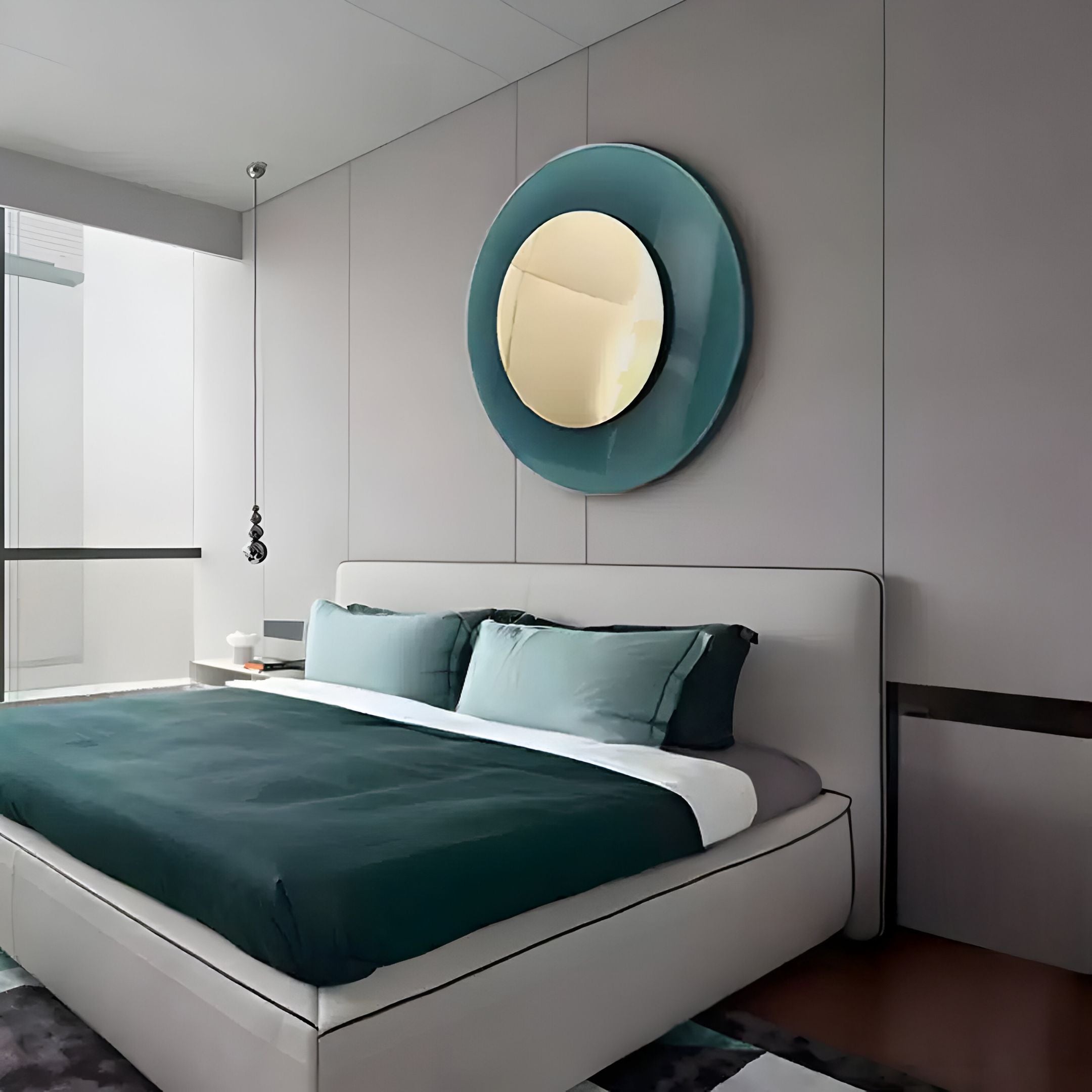 Coreva Teal Acrylic & Gold Mirror Round 3D Wall Art