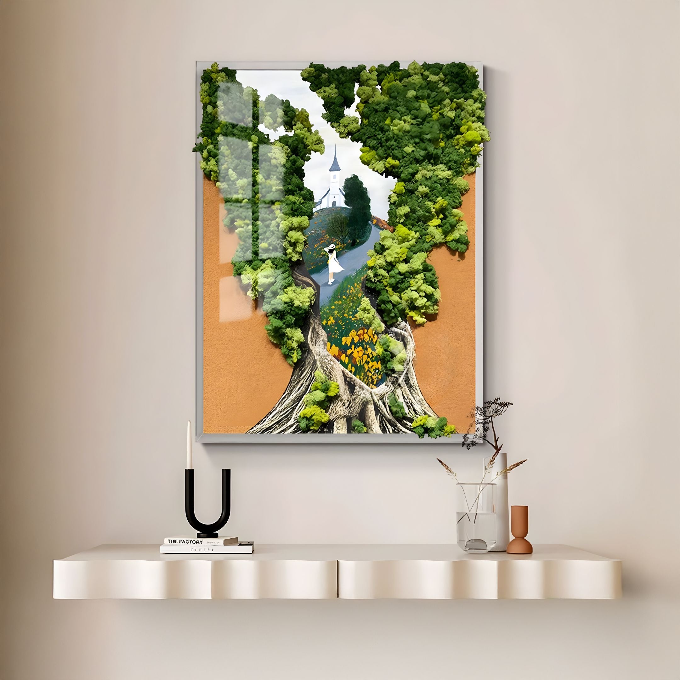 Truvira Chapel Path Moss Framed 3D Wall Art