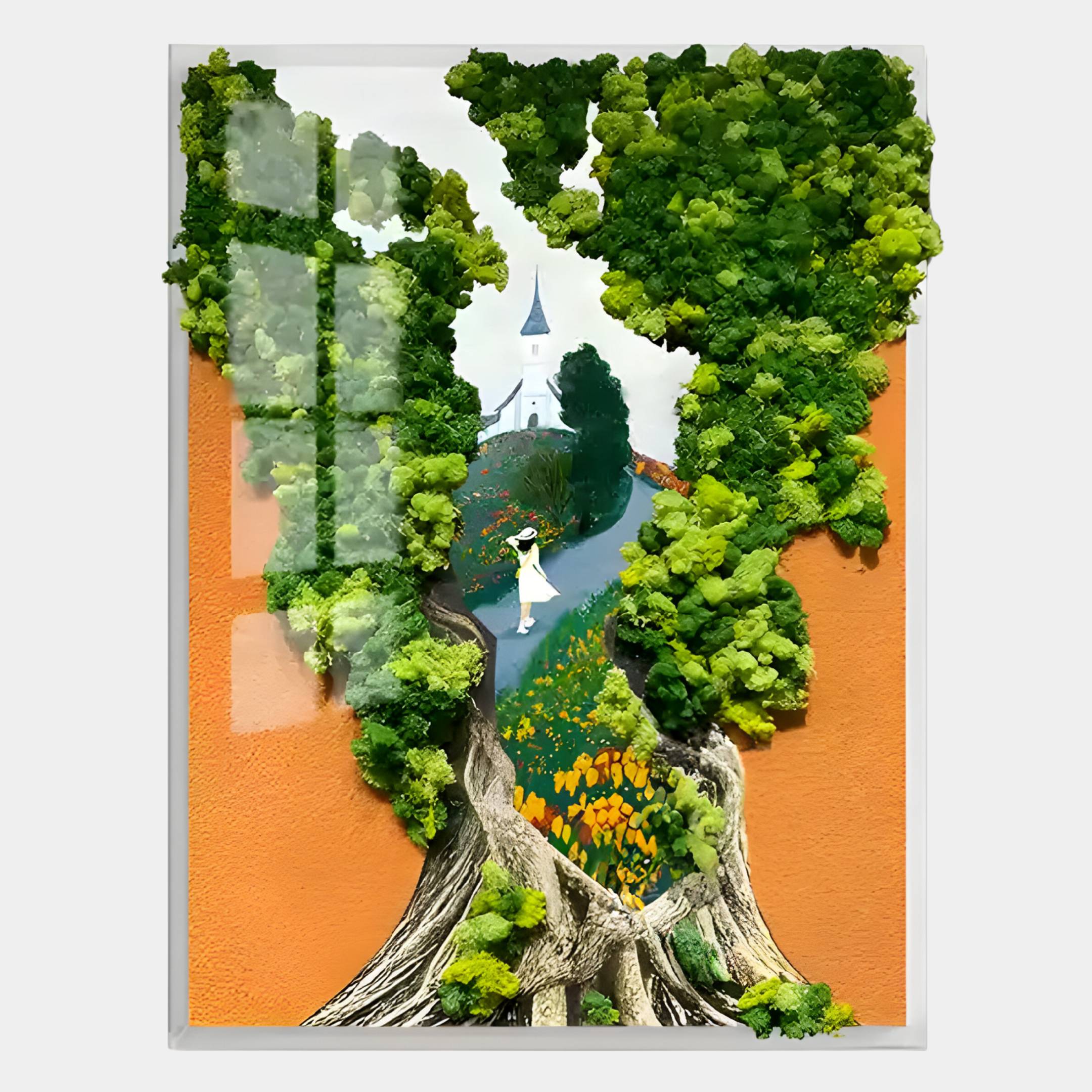 Truvira Chapel Path Moss Framed 3D Wall Art