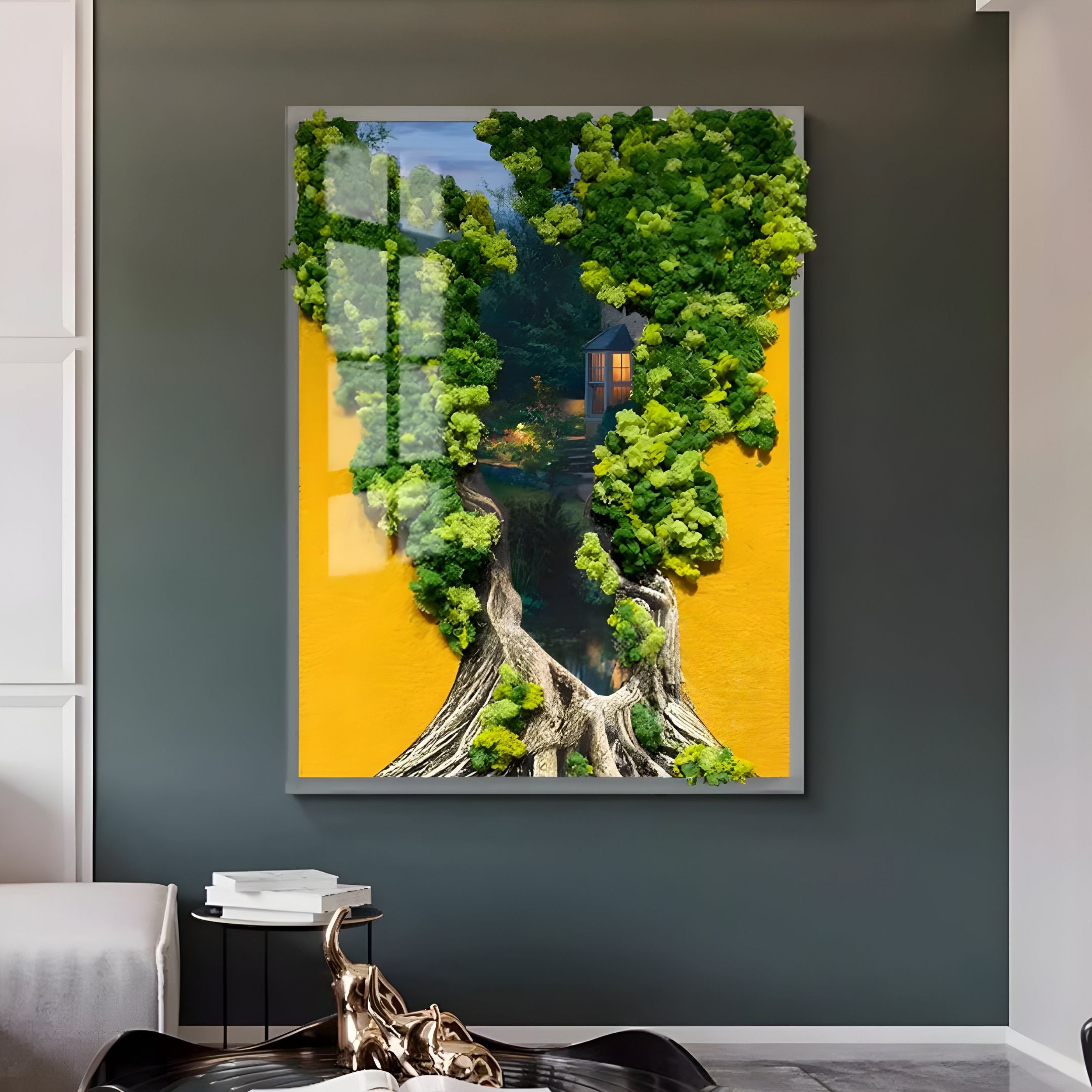 Truvira Garden View Retreat Moss Framed 3D Wall Art