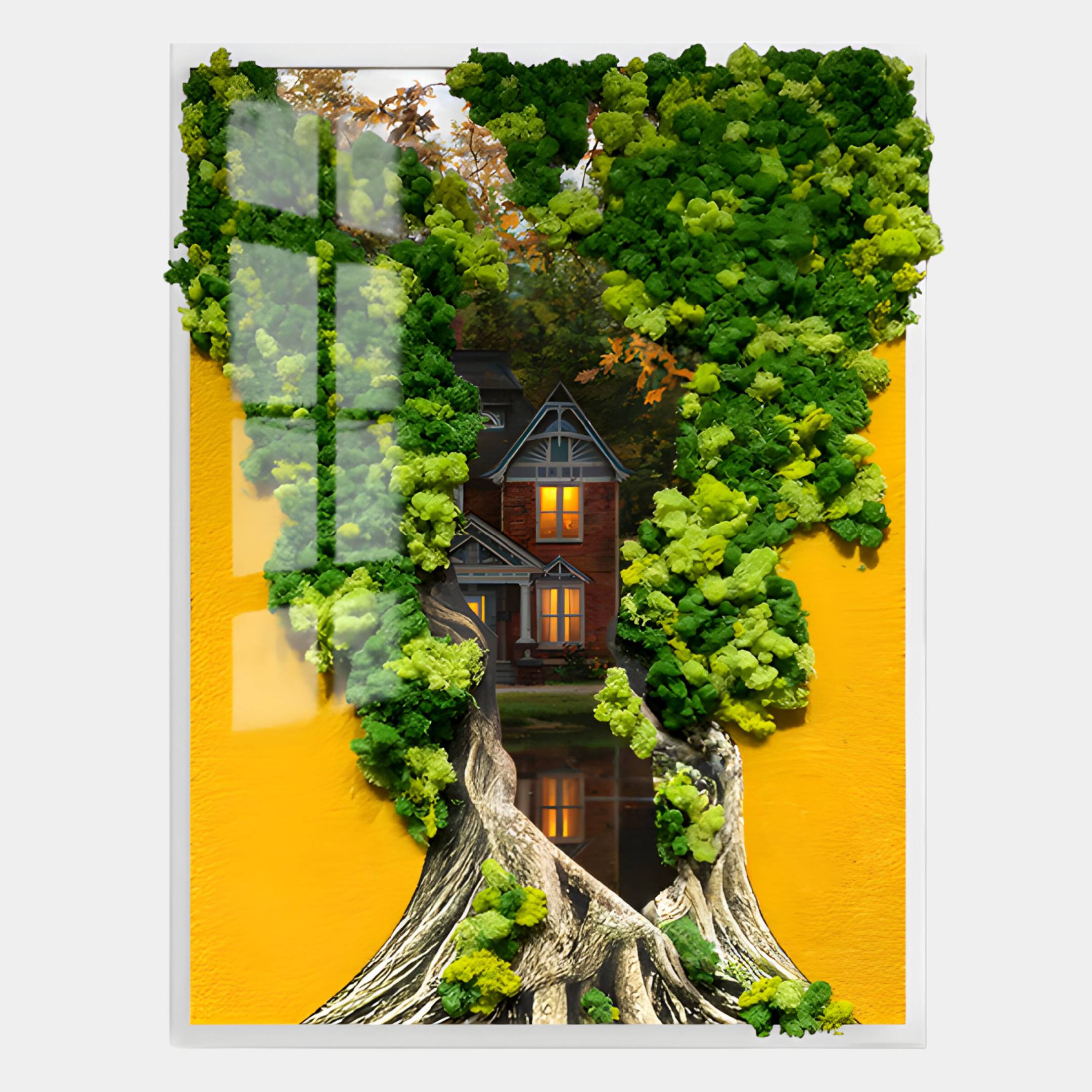 Truvira Autumn Porch House Moss Framed 3D Wall Art