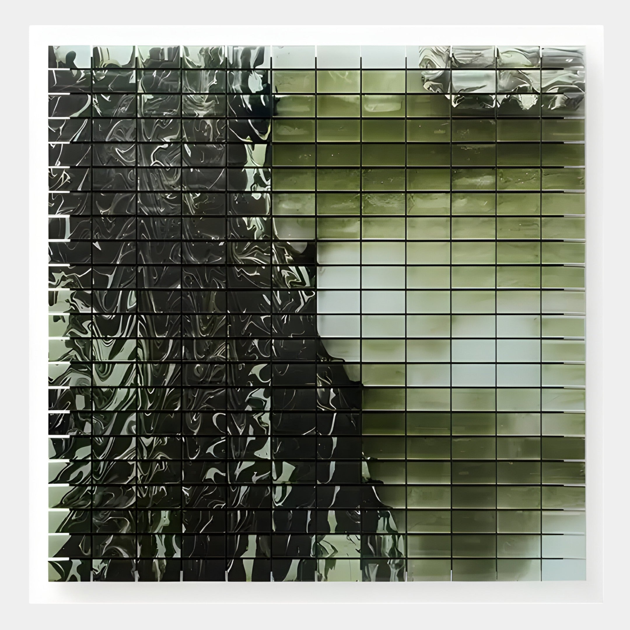 Miravax Olive Ripple Grid Acrylic 3D Wall Art