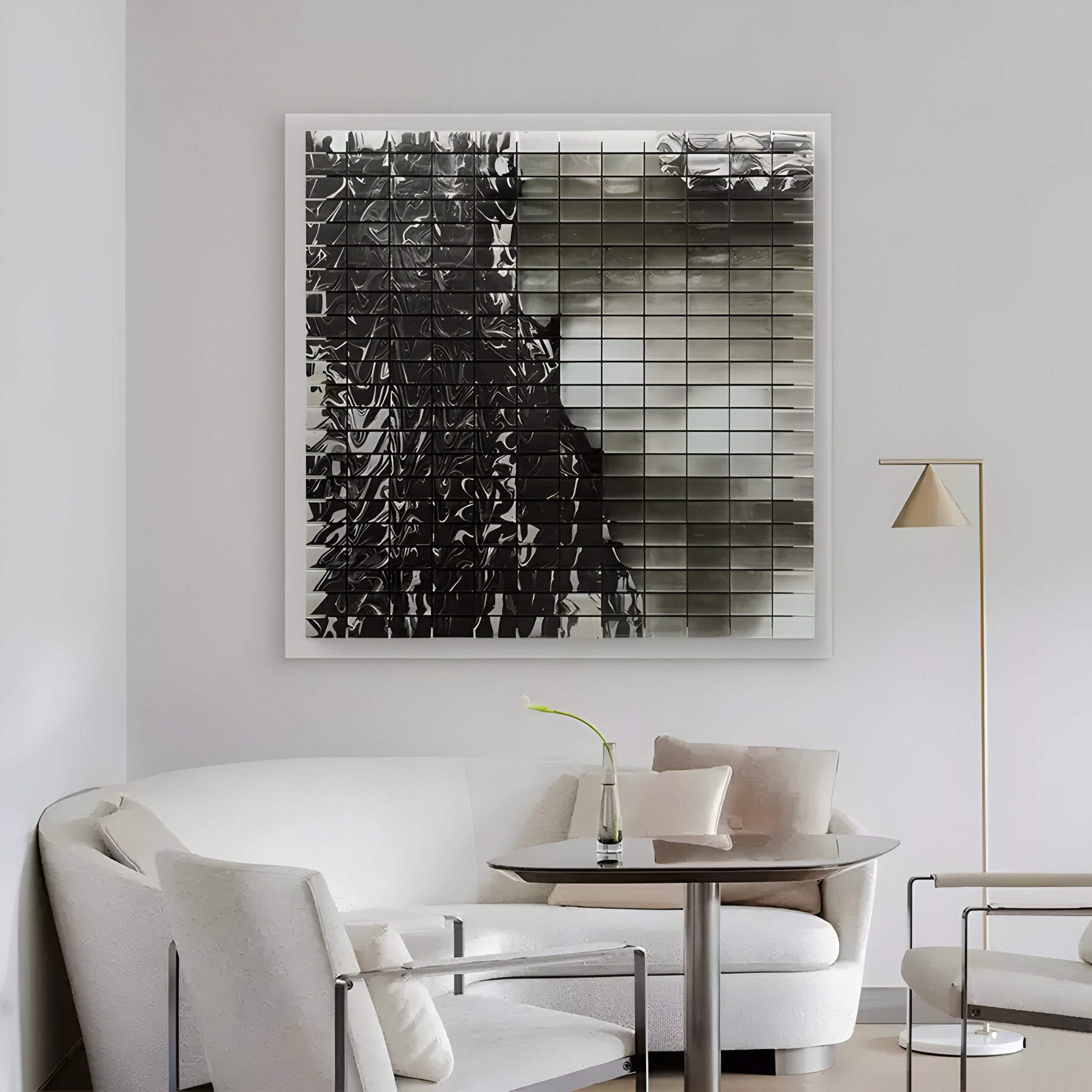 Miravax Monochrome Ripple Grid Acrylic 3D Wall Art