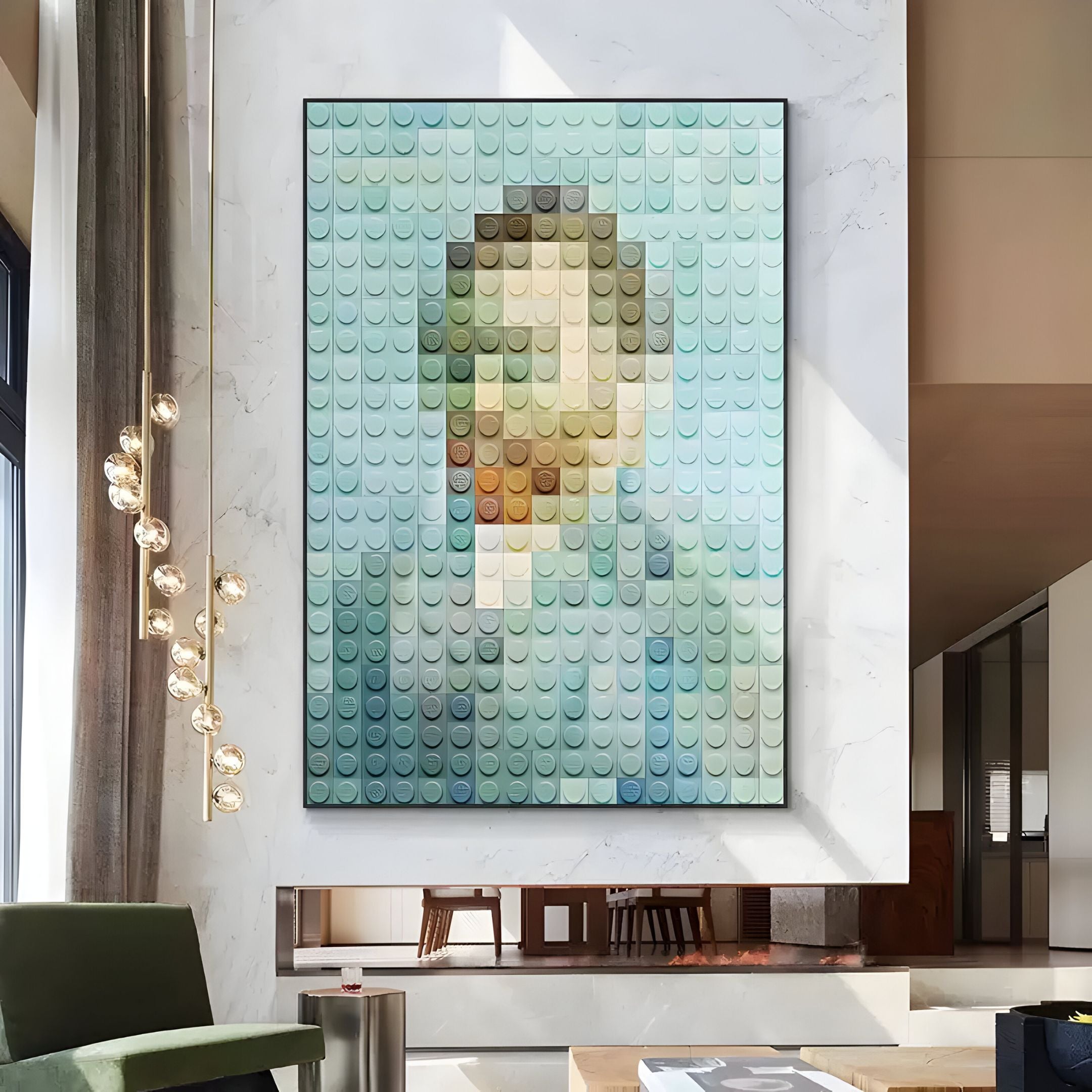 Pixelego Pale Blue Van Gogh Portrait Acrylic Block 3D Wall Art