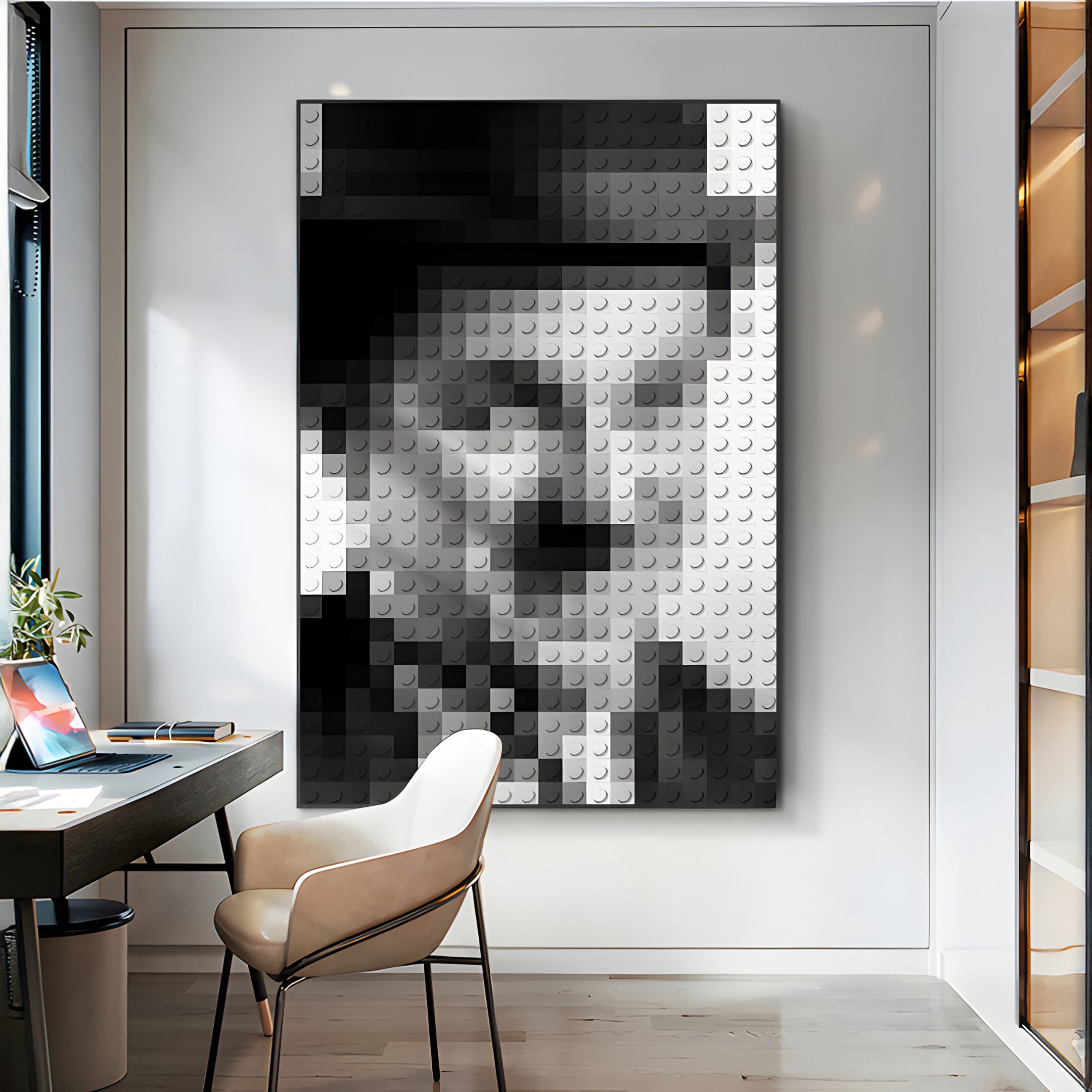 Pixelego Charlie Chaplin Portrait Acrylic Block 3D Wall Art