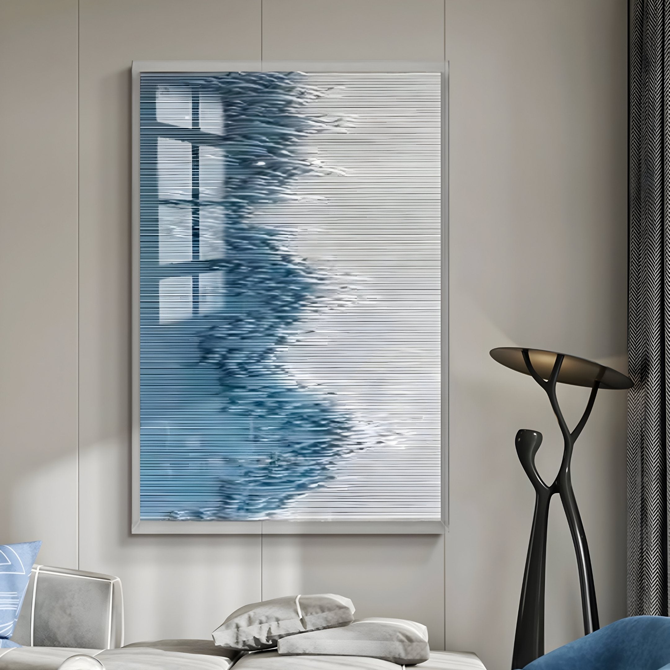 Tessa Teal Ridges Wood Carving 3D Wall Art
