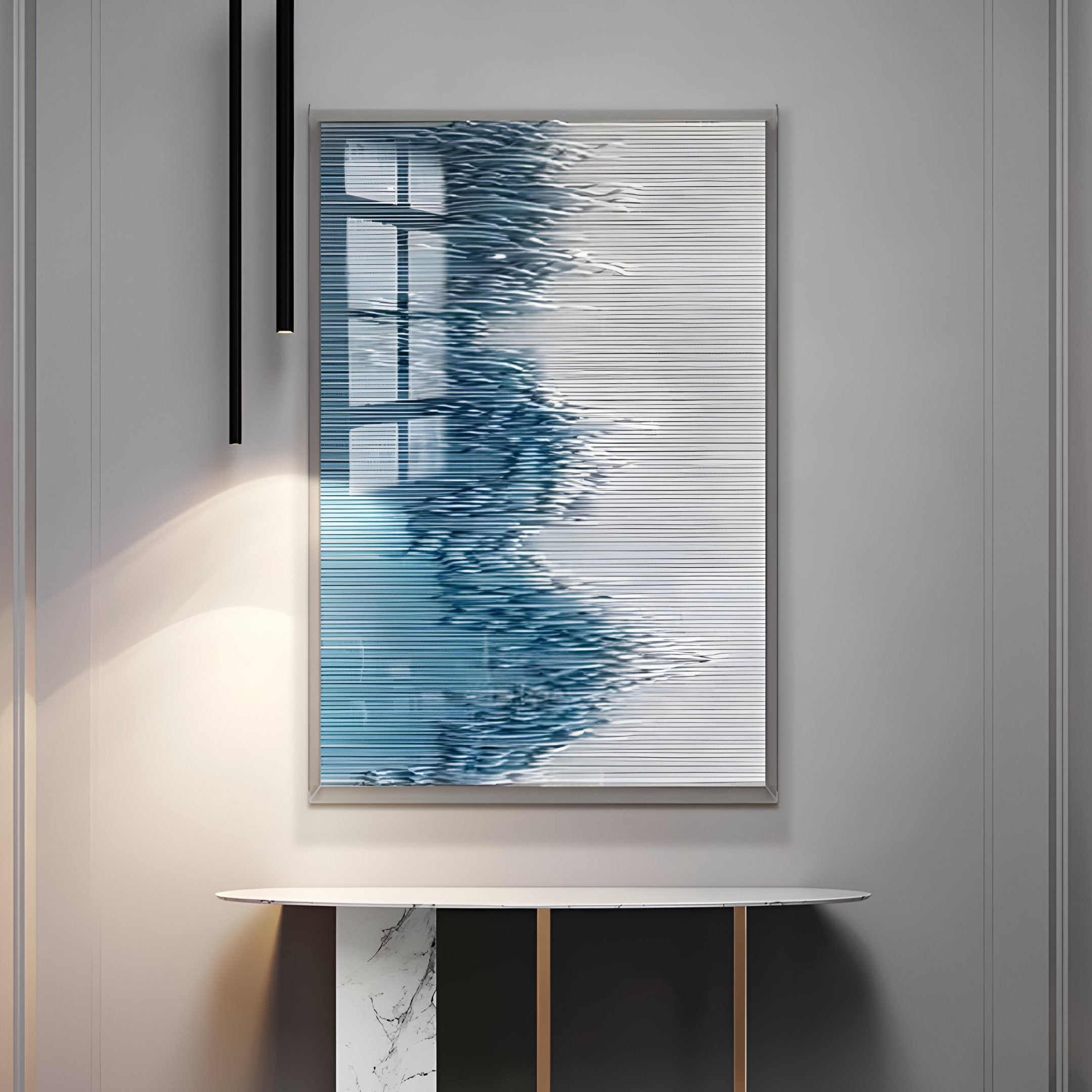 Tessa Teal Ridges Wood Carving 3D Wall Art