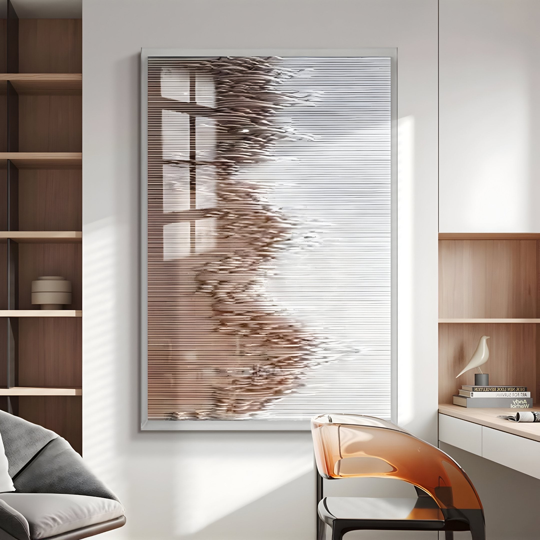 Tessa Walnut Ridges Wood Carving 3D Wall Art