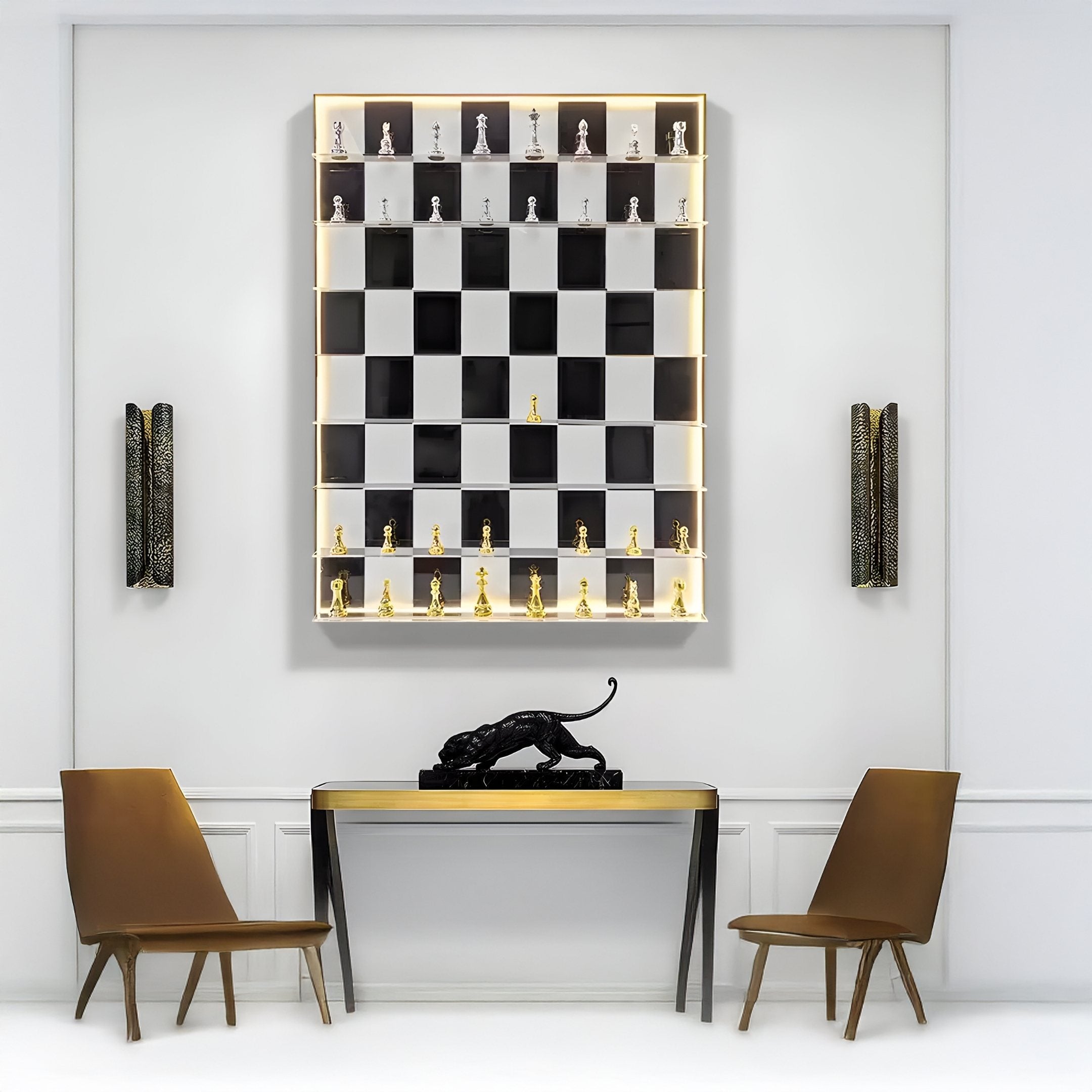 Strategix Black & White Chessboard Acrylic 3D LED Wall Art