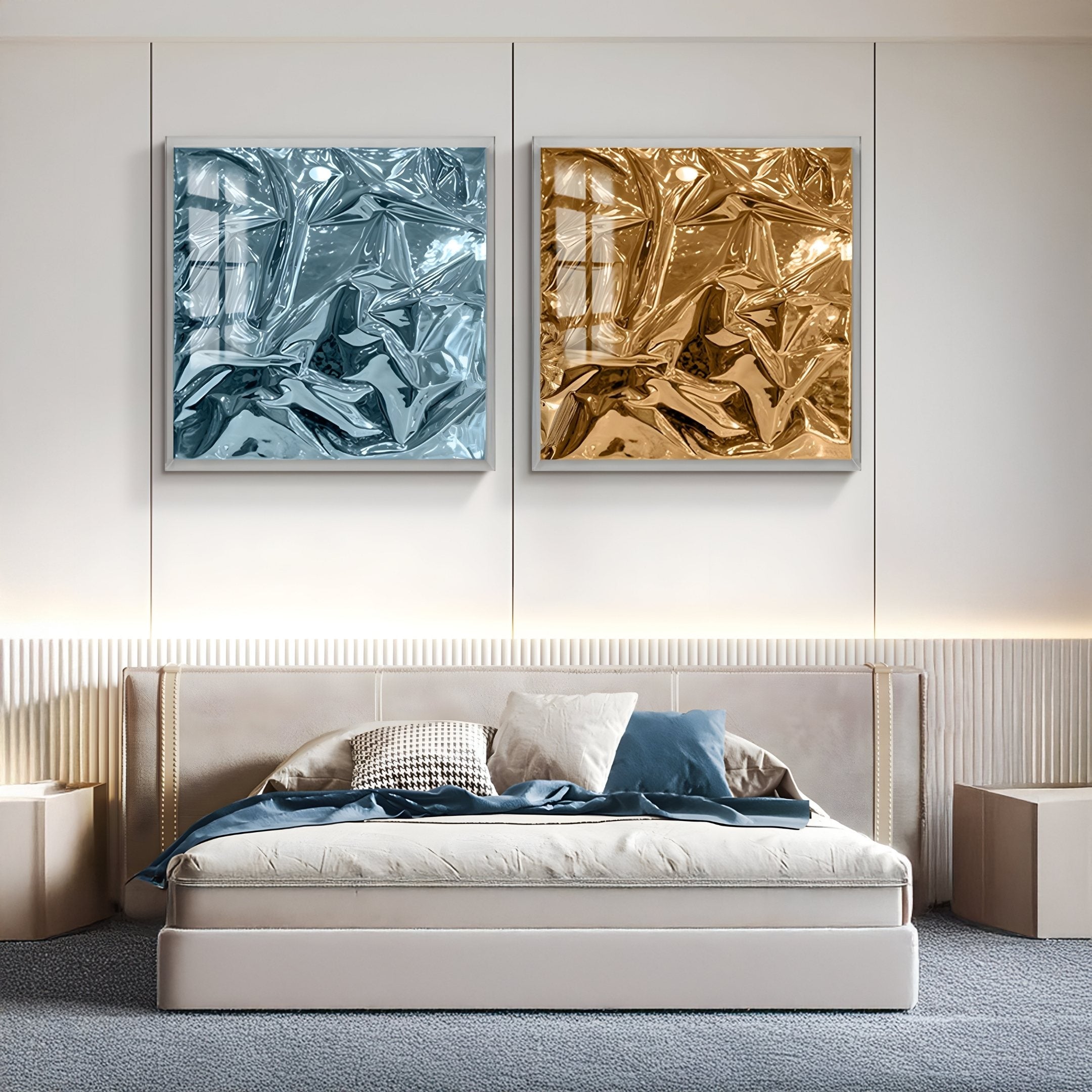 Moden Bronze Metallic Flow Leather 3D Wall Art