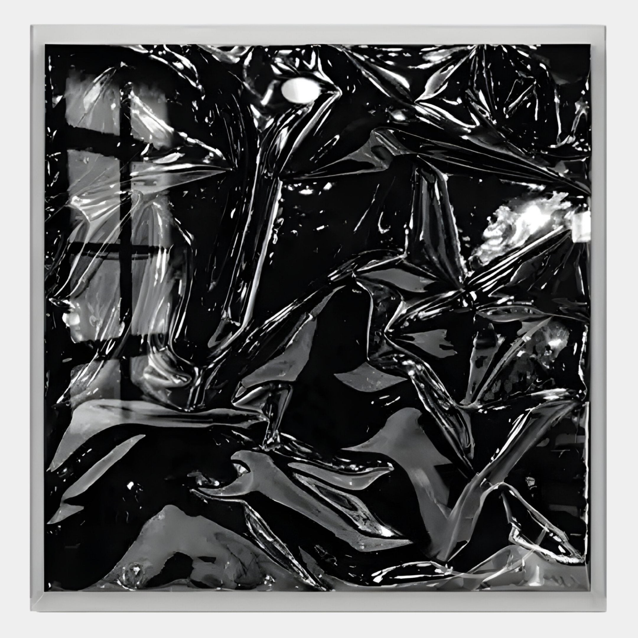 Moden Obsidian Black Metallic Flow Leather 3D Wall Art