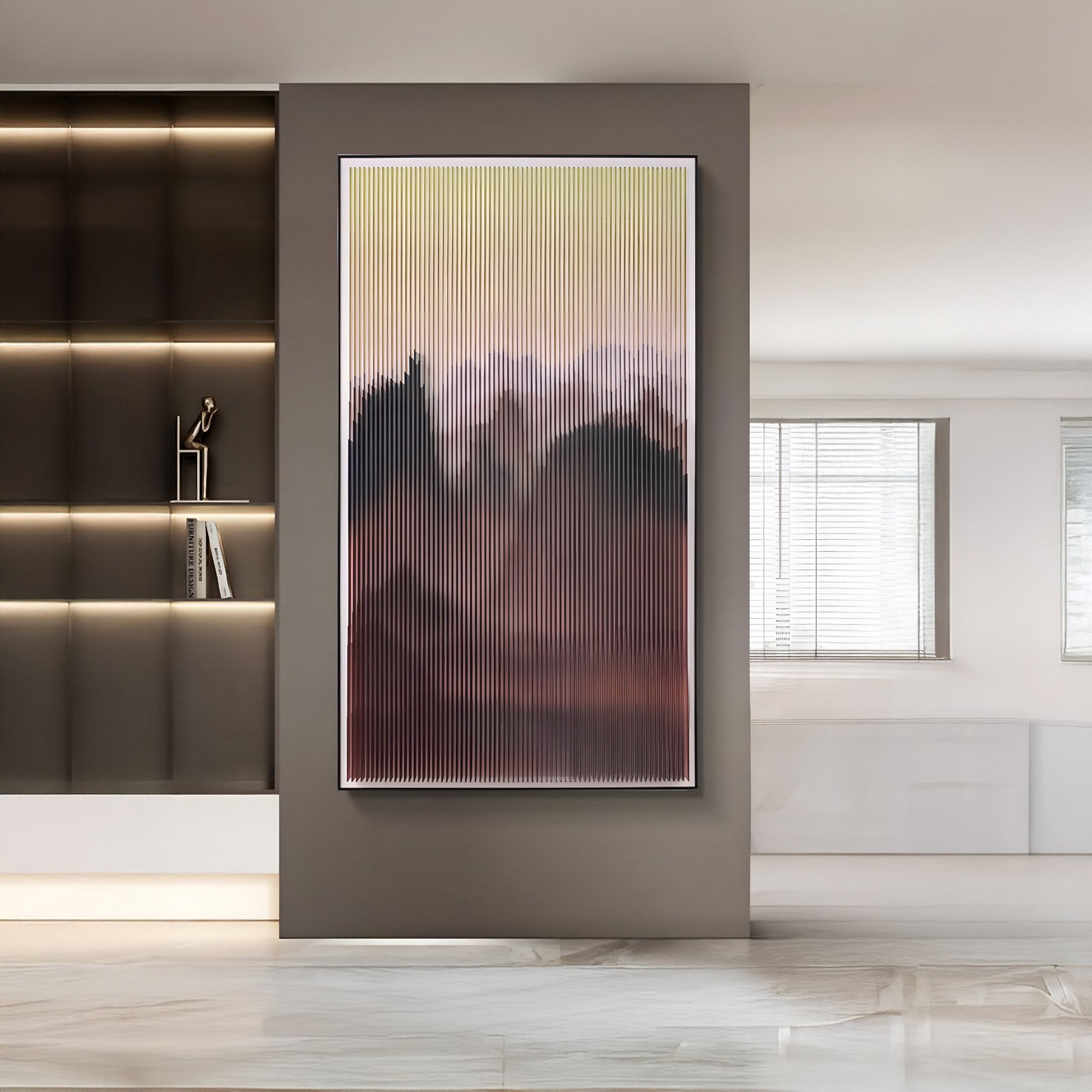 Mistline Amber Dusk Mountain Scene Acrylic 3D Wall Art