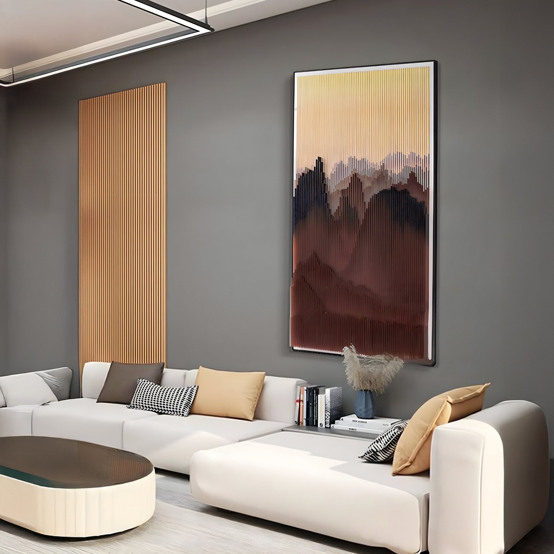 Mistline Amber Dusk Mountain Scene Acrylic 3D Wall Art