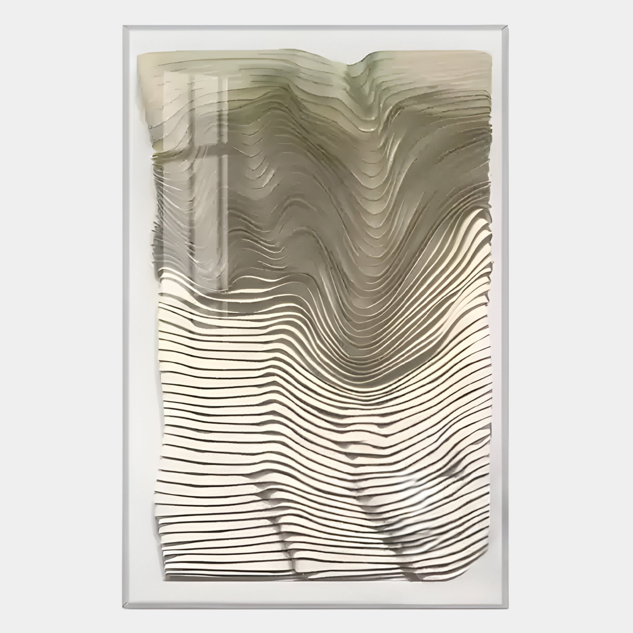 Contour Olive Fade Vertical Ripple Pattern Felt 3D Wall Art