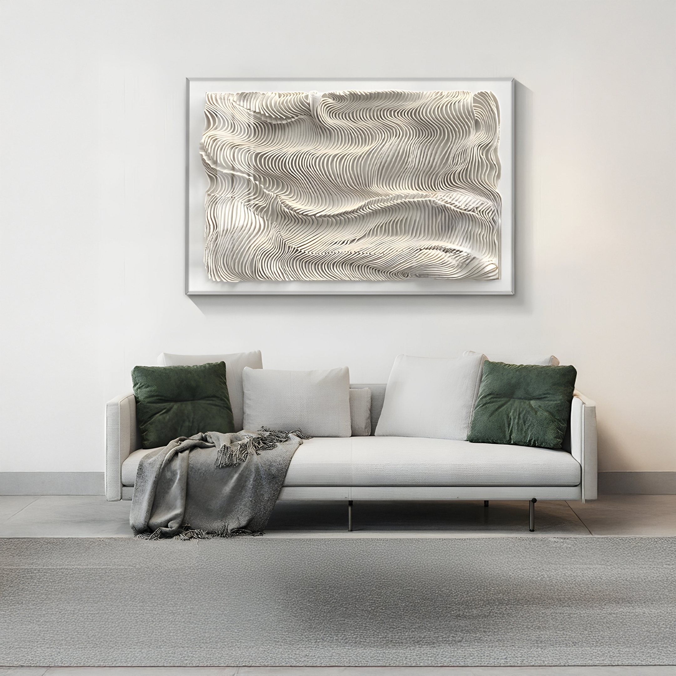 Contour Stone Grey Fluid Terrain Lines Felt 3D Wall Art