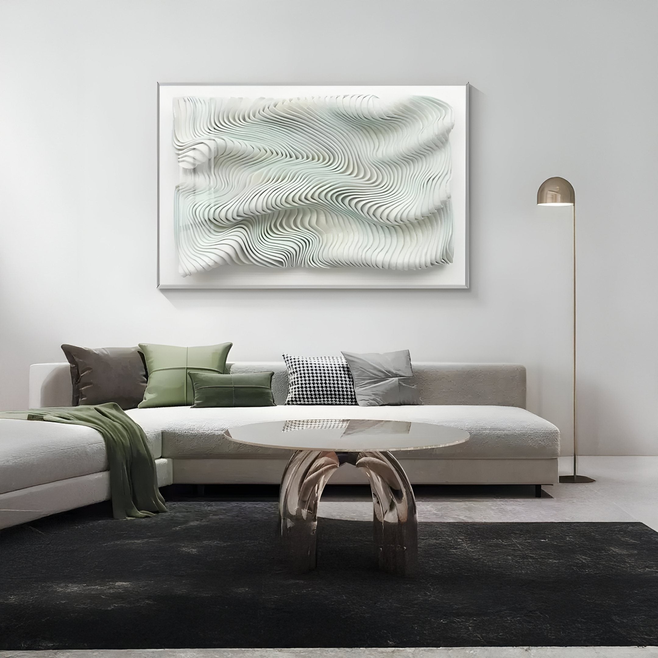 Contour Mint Veil Soft Sculpted Curves Felt 3D Wall Art