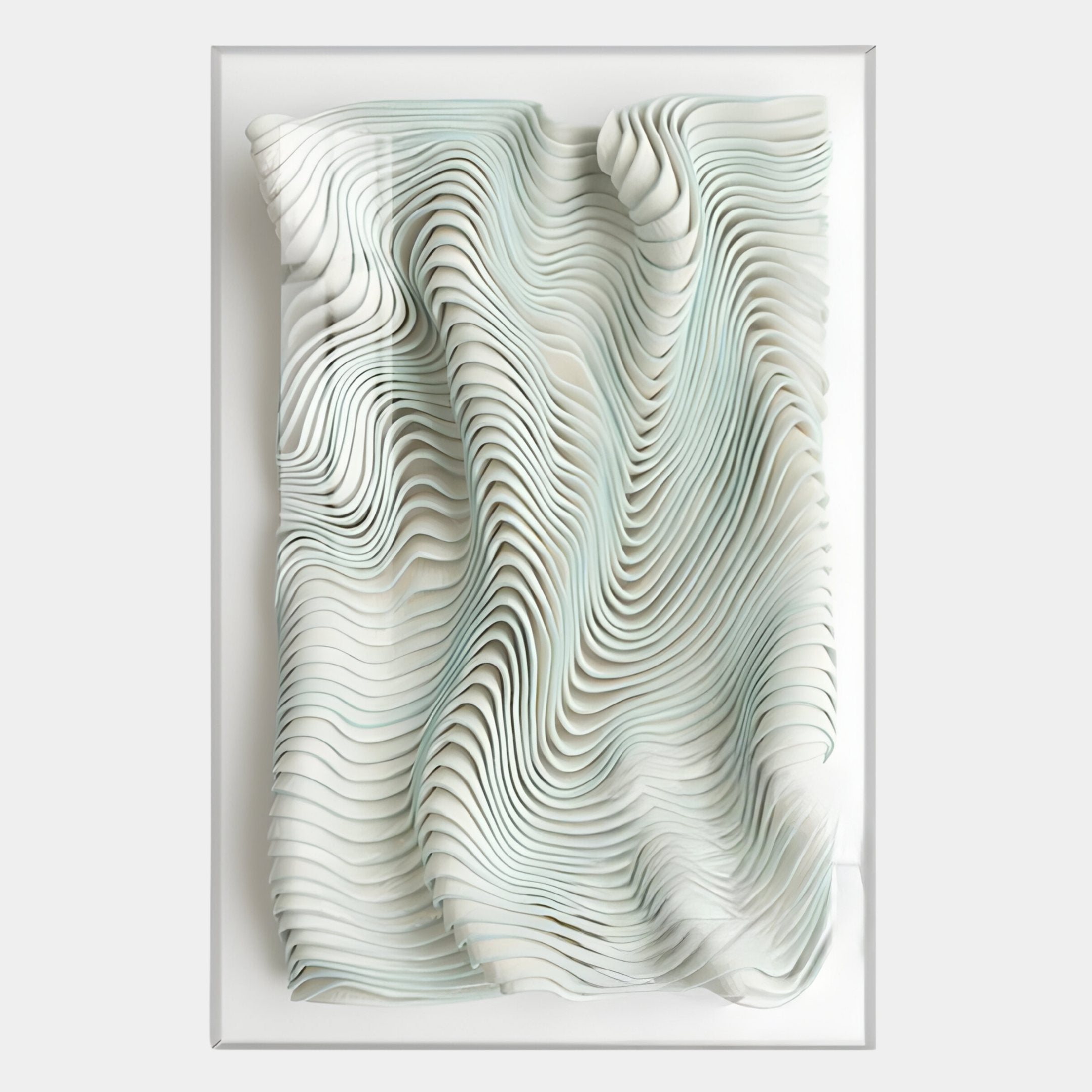 Contour Mint Veil Soft Sculpted Curves Felt 3D Wall Art