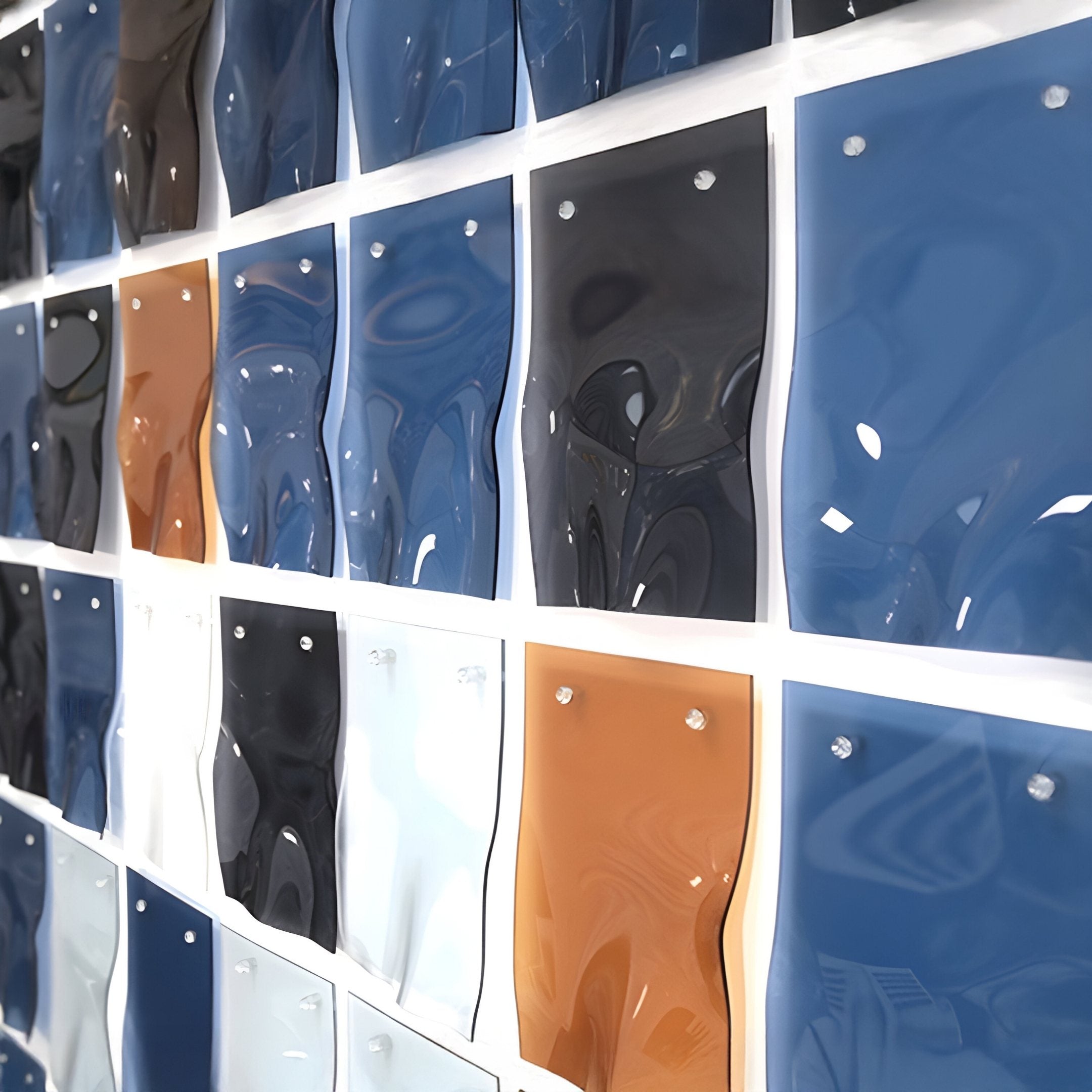 Matrix I Blue & Brown Gradient Mosaic Grid Acrylic 3D Wall Art