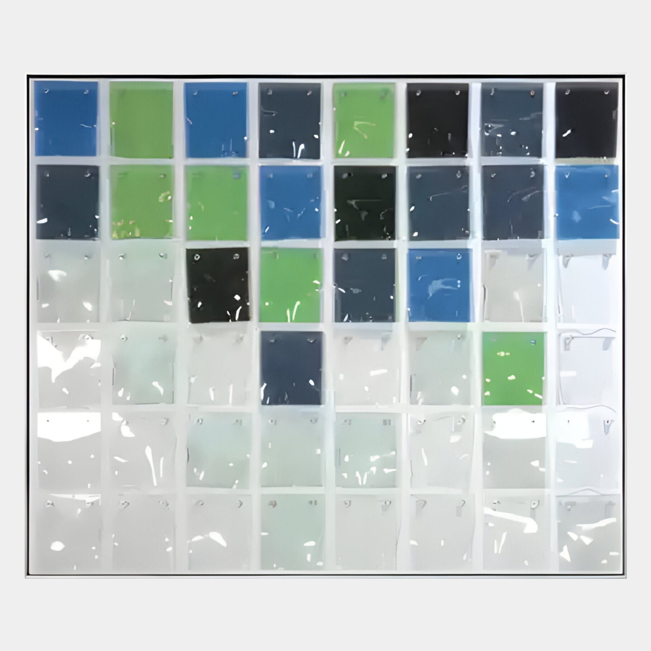 Matrix III Blue & Green Rhythm Mosaic Grid Acrylic 3D Wall Art