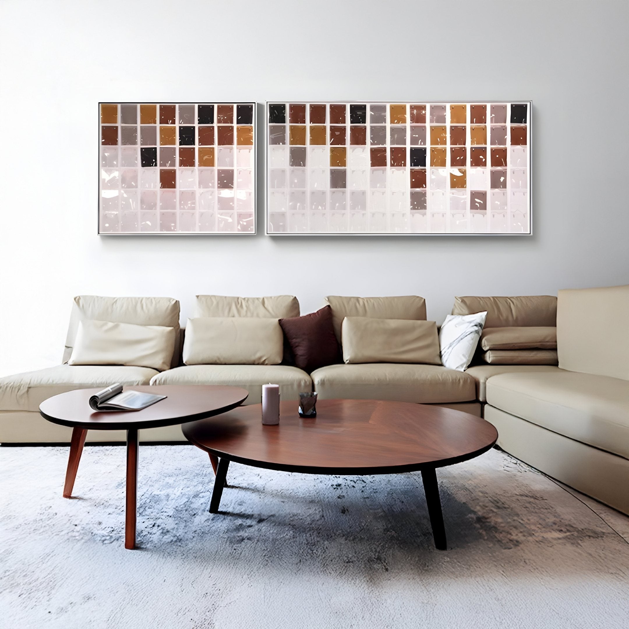 Matrix I Blush Brown Harmony Mosaic Grid Acrylic 3D Wall Art