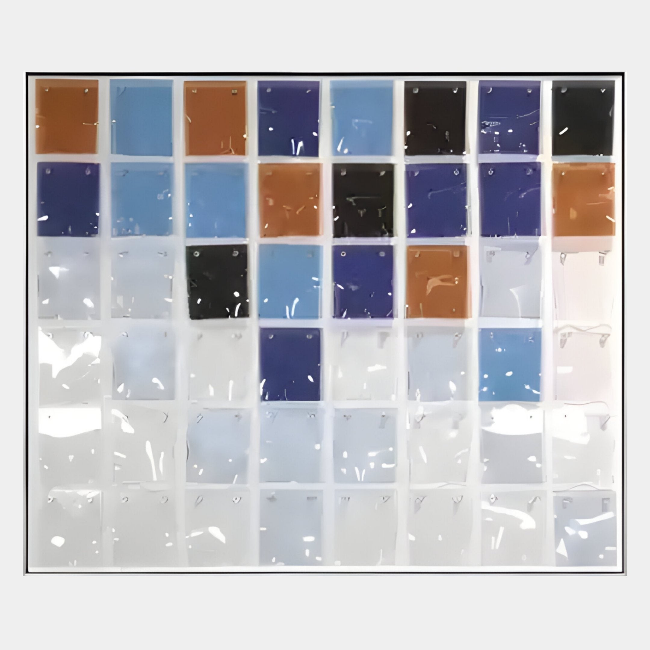 Matrix III Blue & Brown Gradient Mosaic Grid Acrylic 3D Wall Art