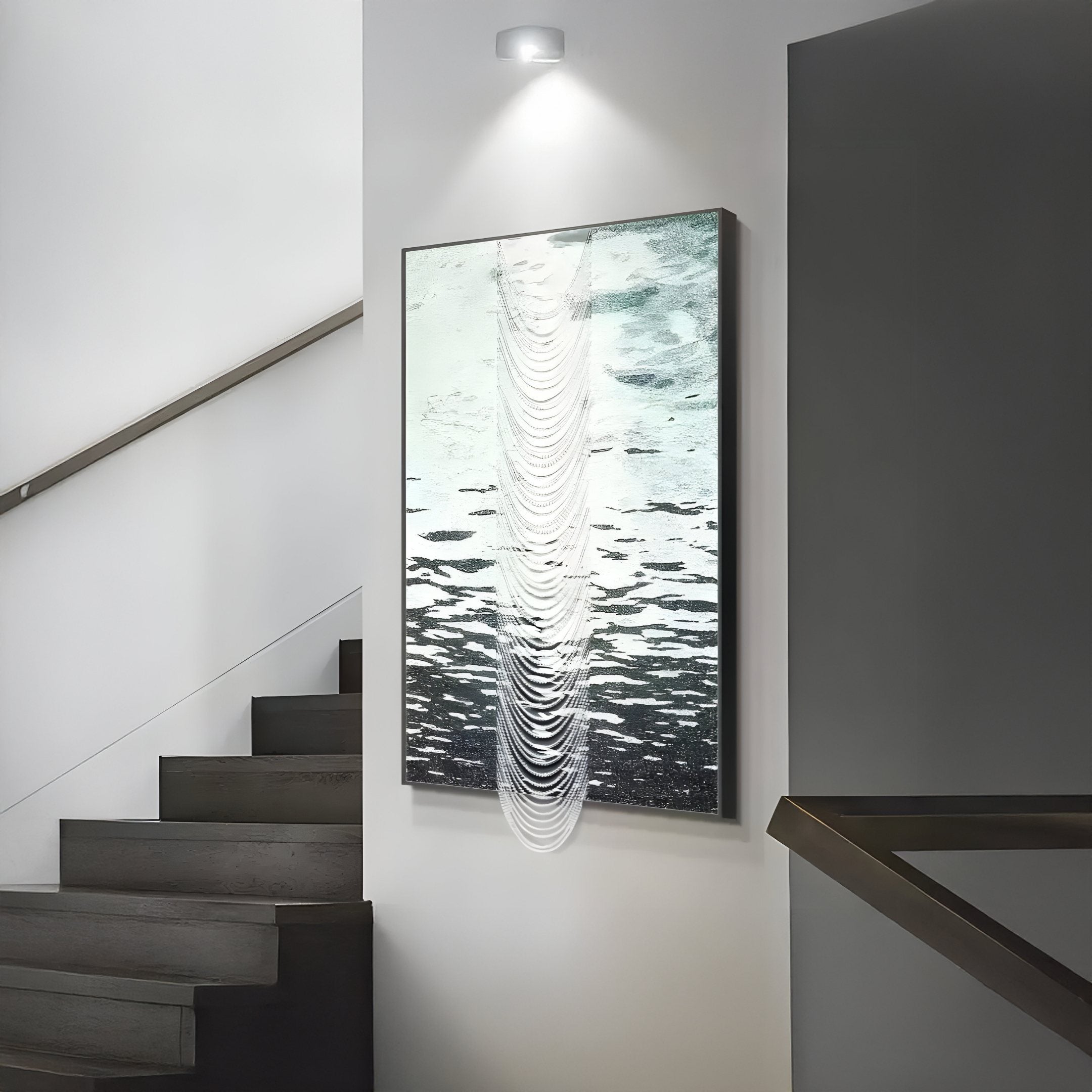 Tidefall Misty Teal Waters Acrylic & Crystal Beads 3D Wall Art