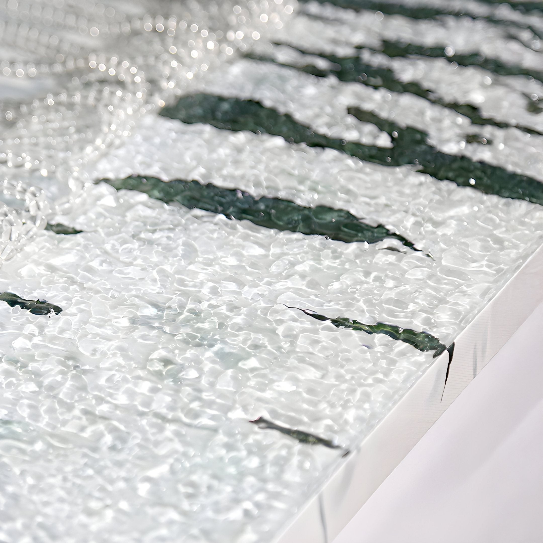 Tidefall Misty Teal Waters Frameless Acrylic & Crystal Beads 3D Wall Art