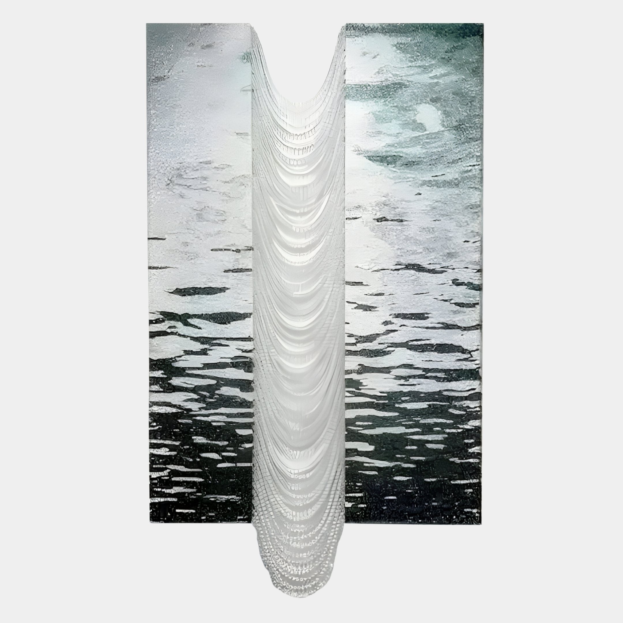 Tidefall Misty Teal Waters Frameless Acrylic & Crystal Beads 3D Wall Art