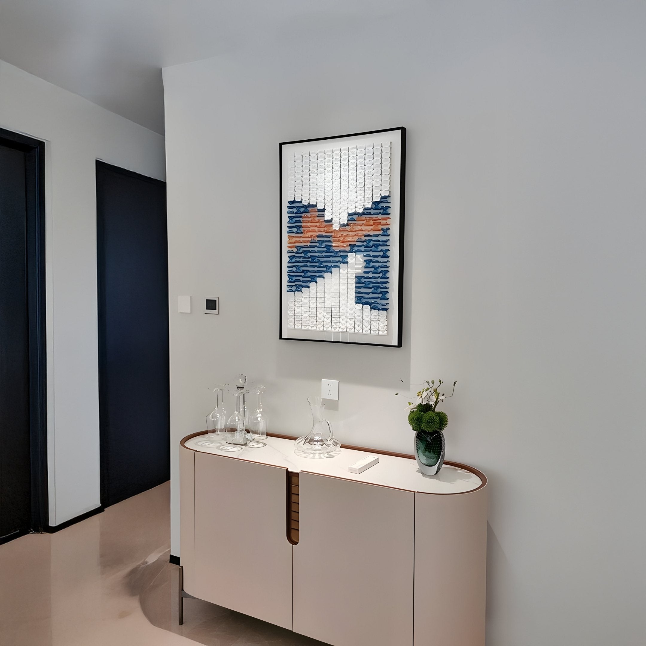 Wave Cobalt Blue & Rust Orange Acrylic 3D Wall Art