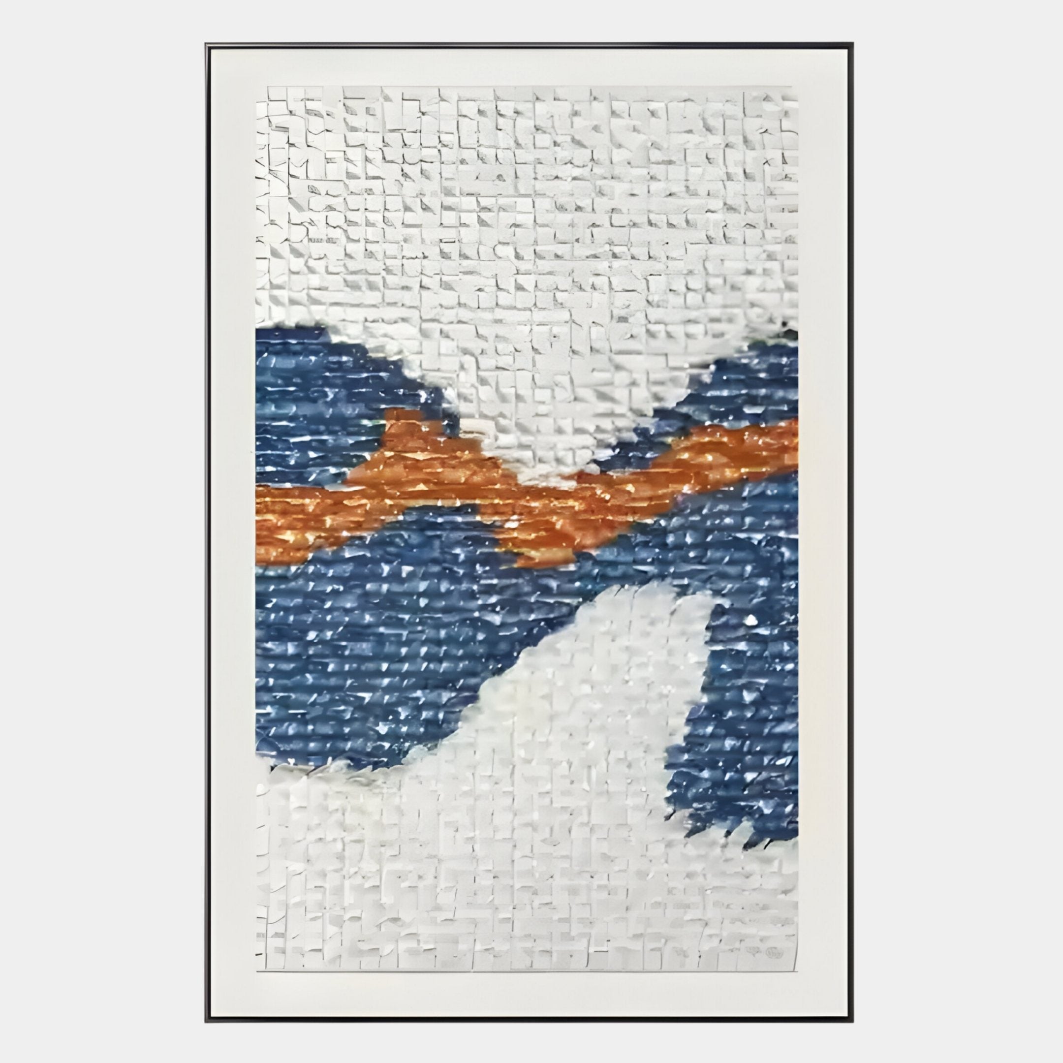 Wave Cobalt Blue & Rust Orange Acrylic 3D Wall Art