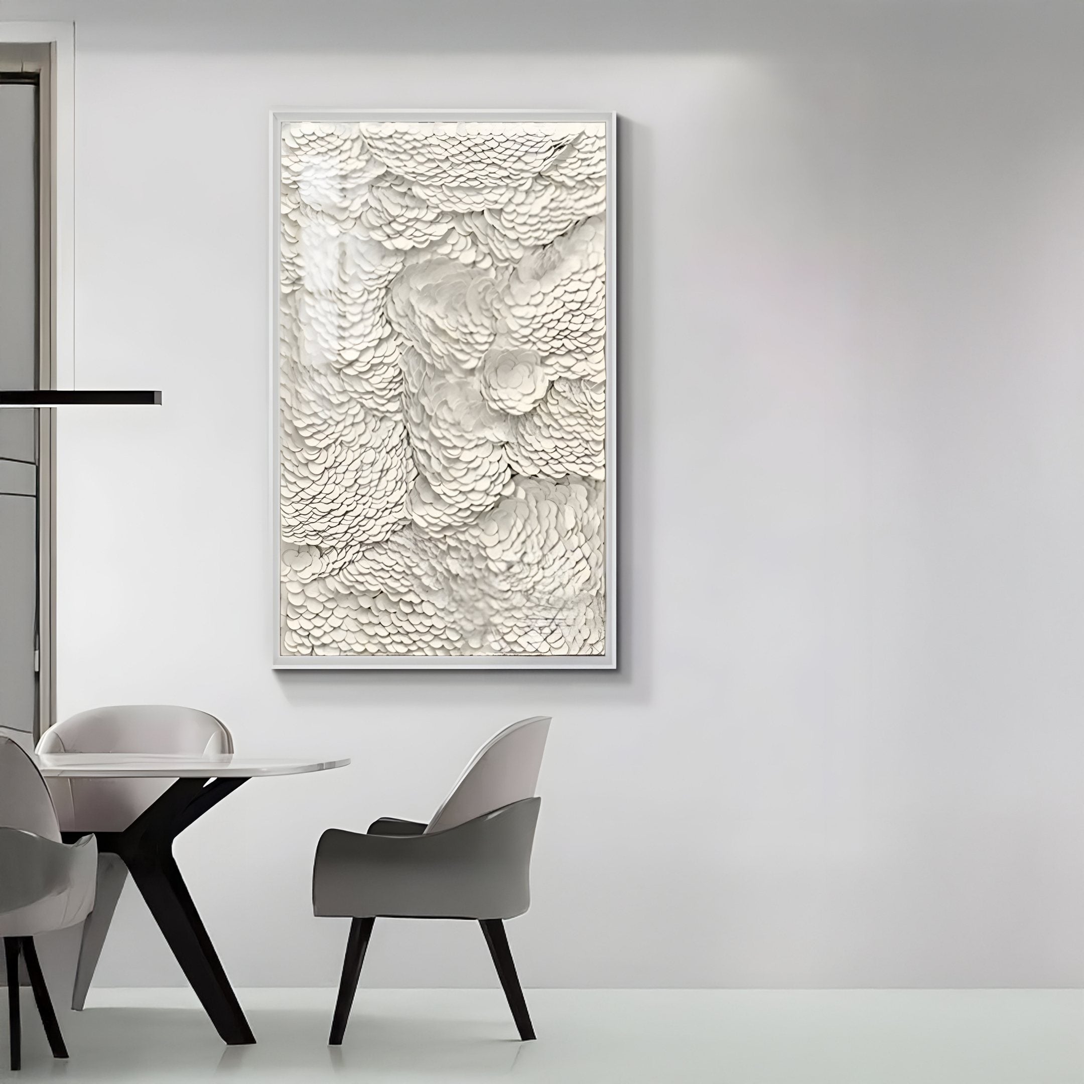 Petalwave Beige Textured Bloom Leather 3D Wall Art