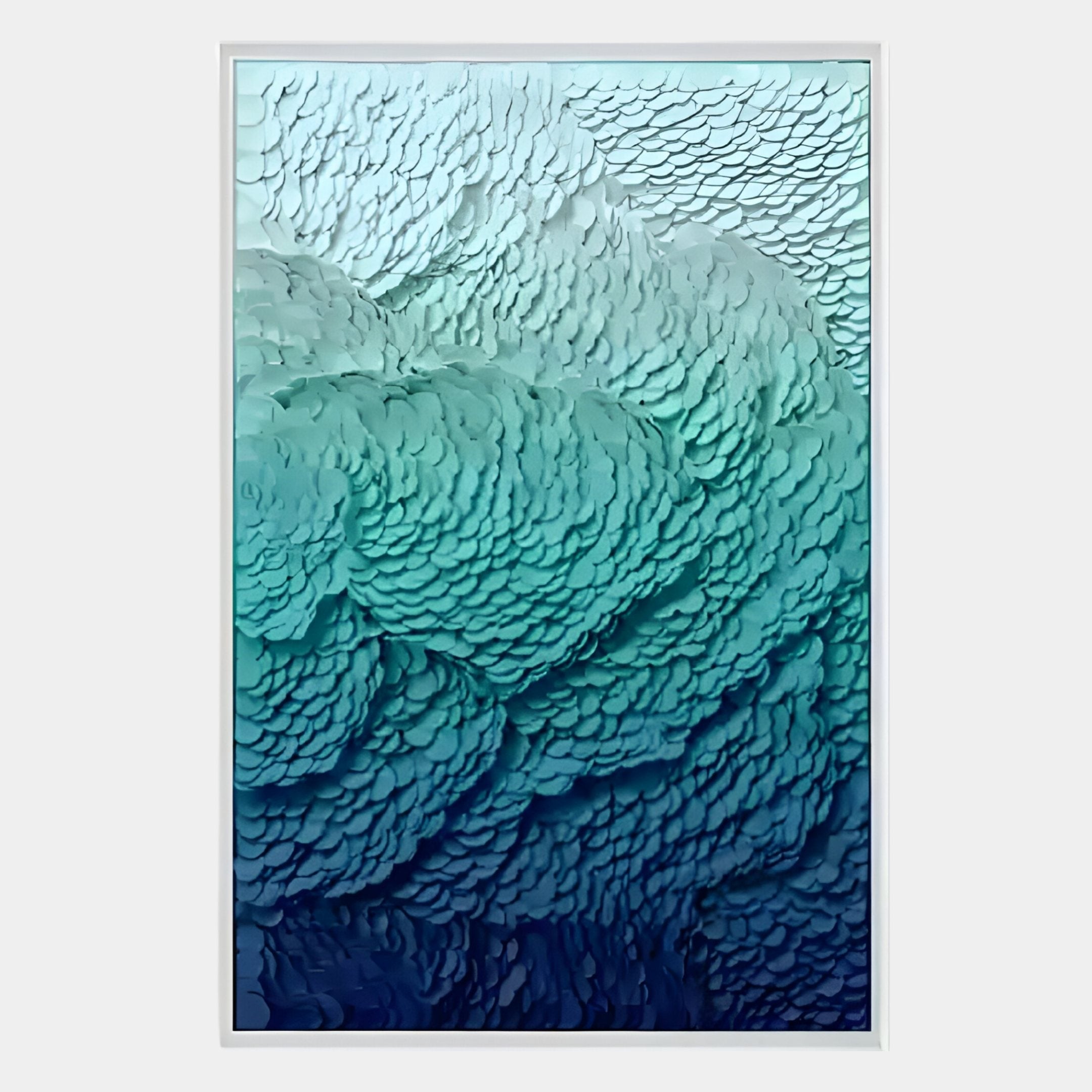 Petalwave Teal Gradient Blossom Flow Leather 3D Wall Art