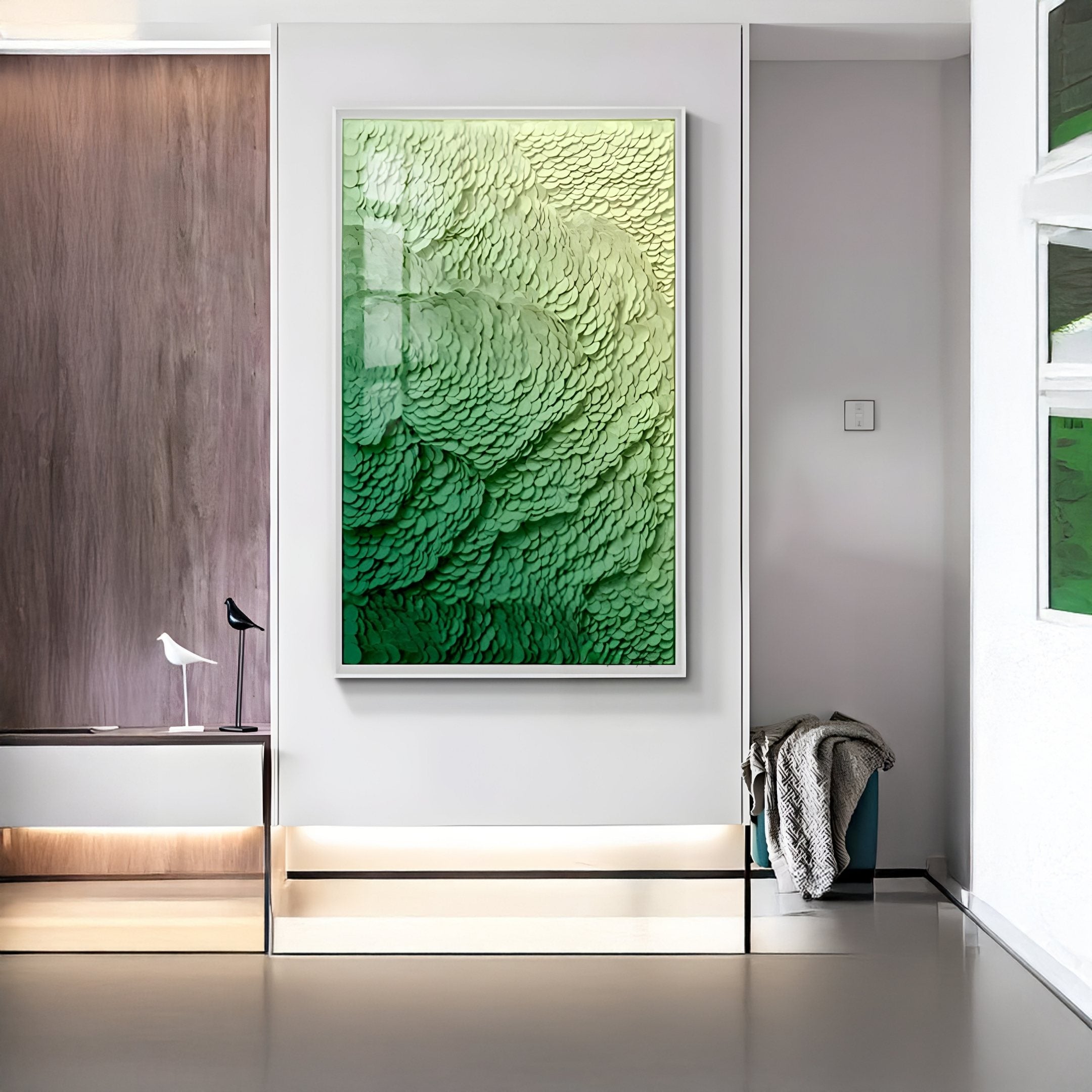 Petalwave Green Ombre Flow Leather 3D Wall Art