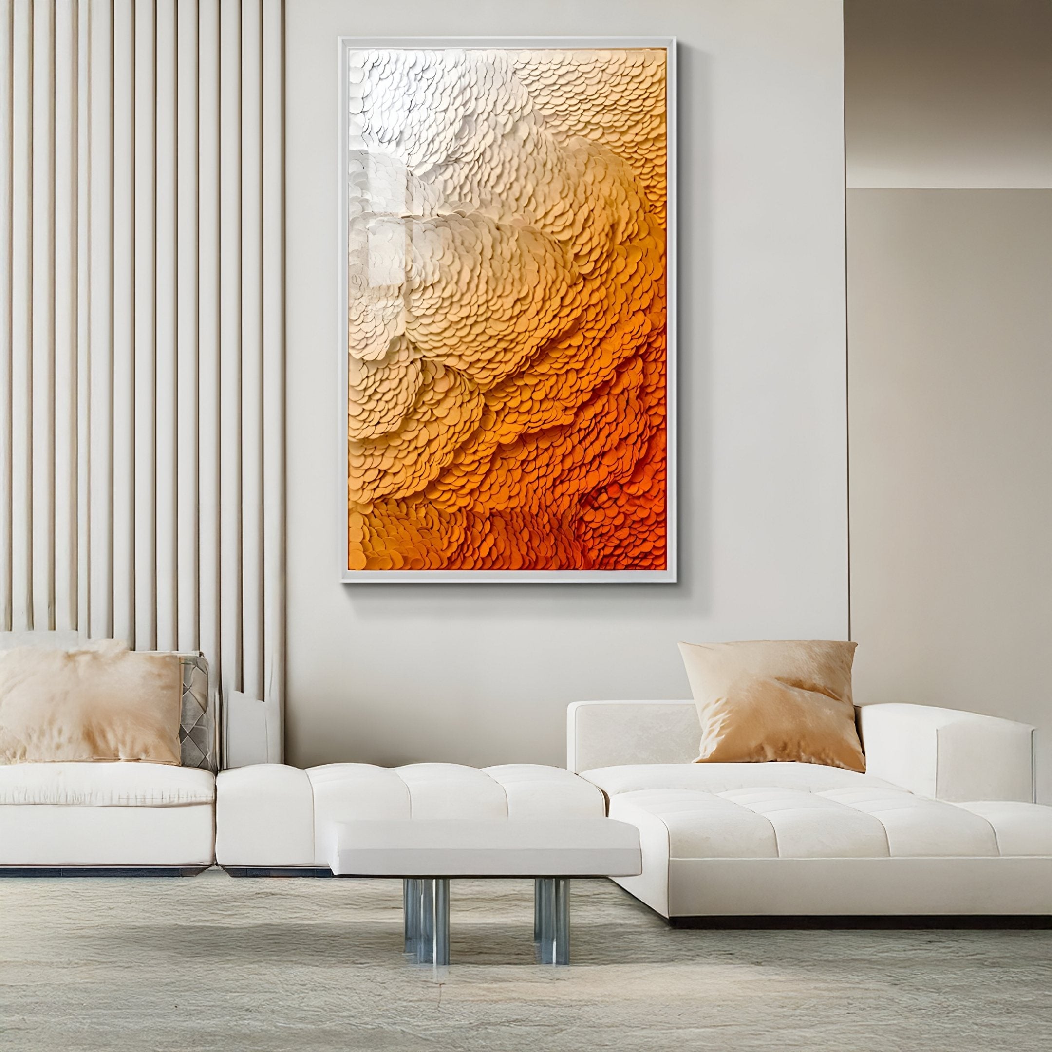 Petalwave Amber Fade Layered Bloom Leather 3D Wall Art