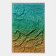 Petalwave Aqua & Coral Organic Flow Leather 3D Wall Art by Giant Sculptures featuring layered leather-like petals in an aqua-to-gold-to-coral gradient, framed in a white acrylic box on a light background.