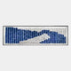Waveform Indigo Peak Form Acrylic 3D Wall Art featuring rows of hot-bent acrylic inserts in indigo blue and white within a slim metal frame, shown on a light grey background.