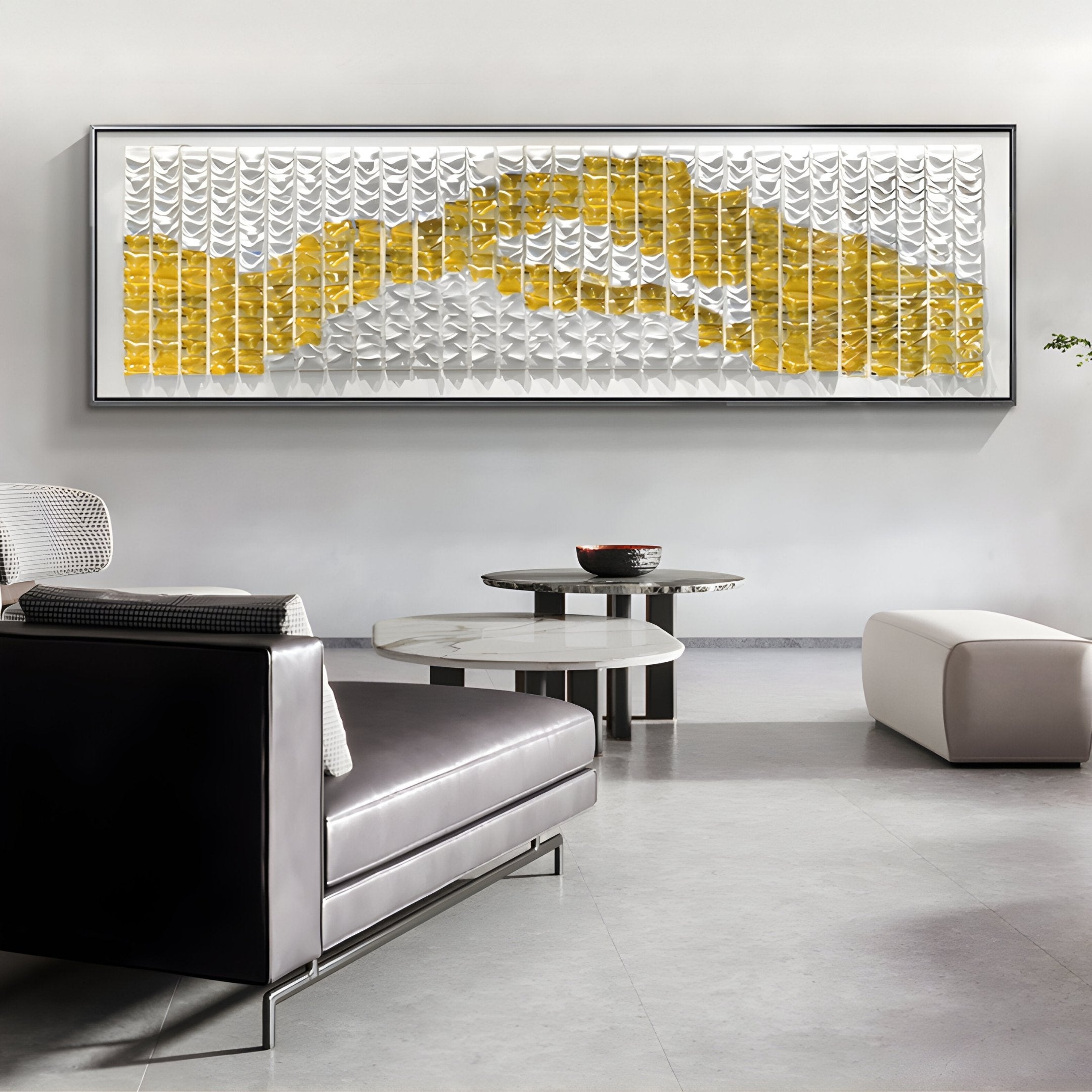 Waveform Yellow Drift Acrylic 3D Wall Art